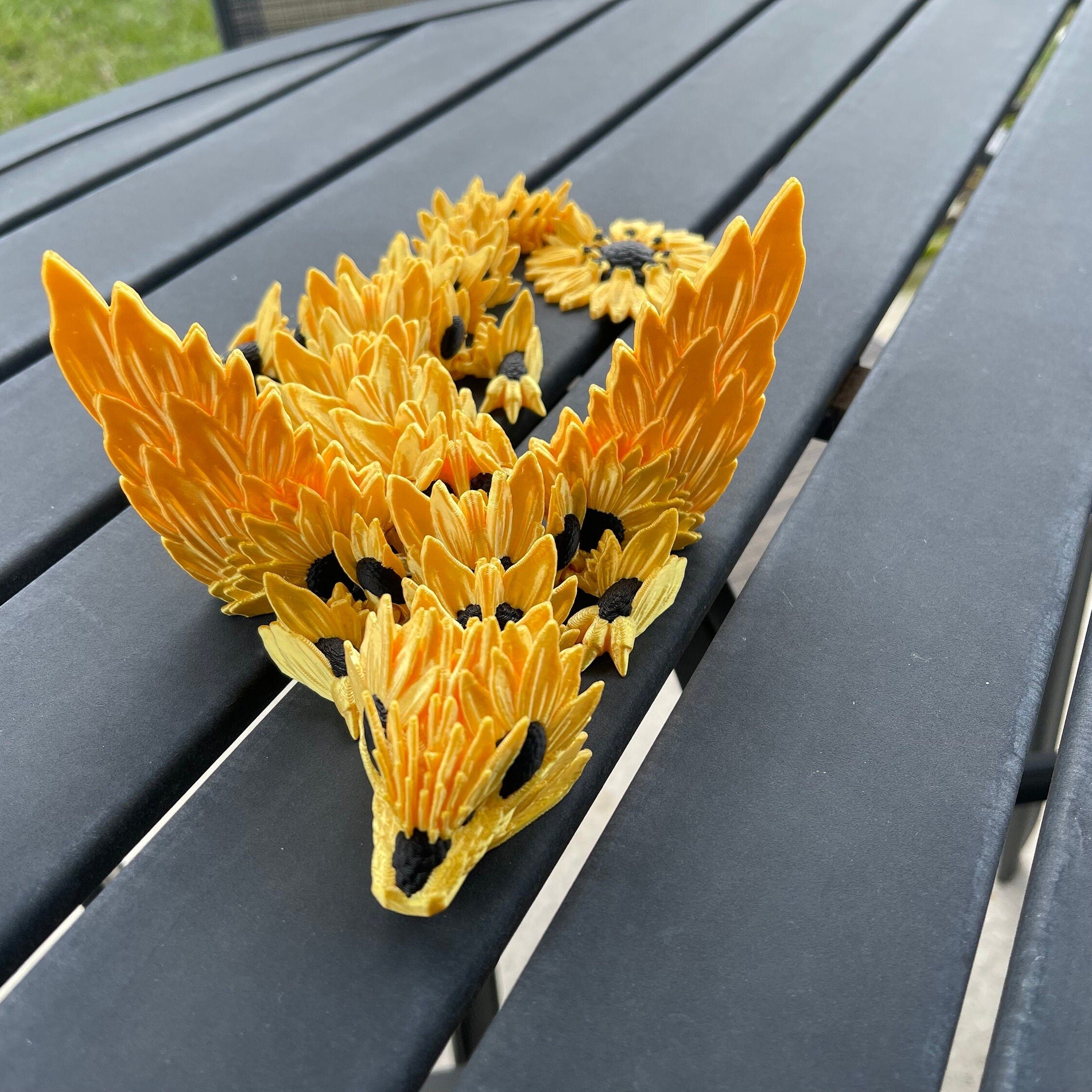 Sunflower Dragon Articulating 3D Print Gift Toy Decor-Create Fantasy Crafts