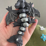 Gray Wyvern Iron Teeth and Spikes Silk Wings 3D Print Dragon Gift Bookself Décor-Create Fantasy Crafts