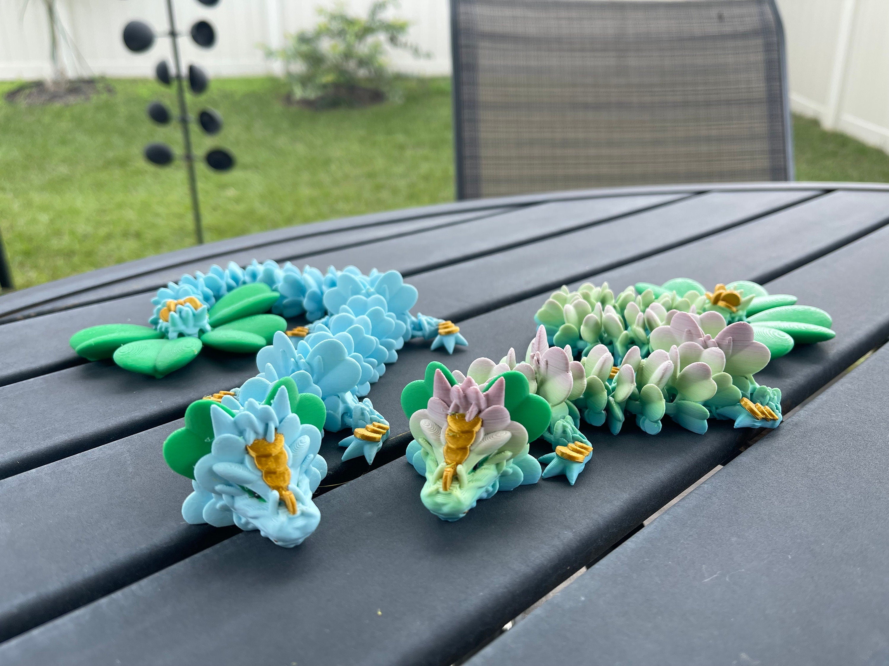 Four Leaf Clover Dragon 3D Printed Customizable Choose your own Color Bookshelf Decor Fidget Toy Gift Lucky Dragon-Create Fantasy Crafts