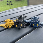 Mini Black, Blue and Gold Combo Set 3D Print Articulating Dragons Bookshelf Decor-Create Fantasy Crafts