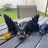 Black, Blue, and Gold Dragon Combo Set Large or Extra Large 3D Print Articulating Dragons-Create Fantasy Crafts
