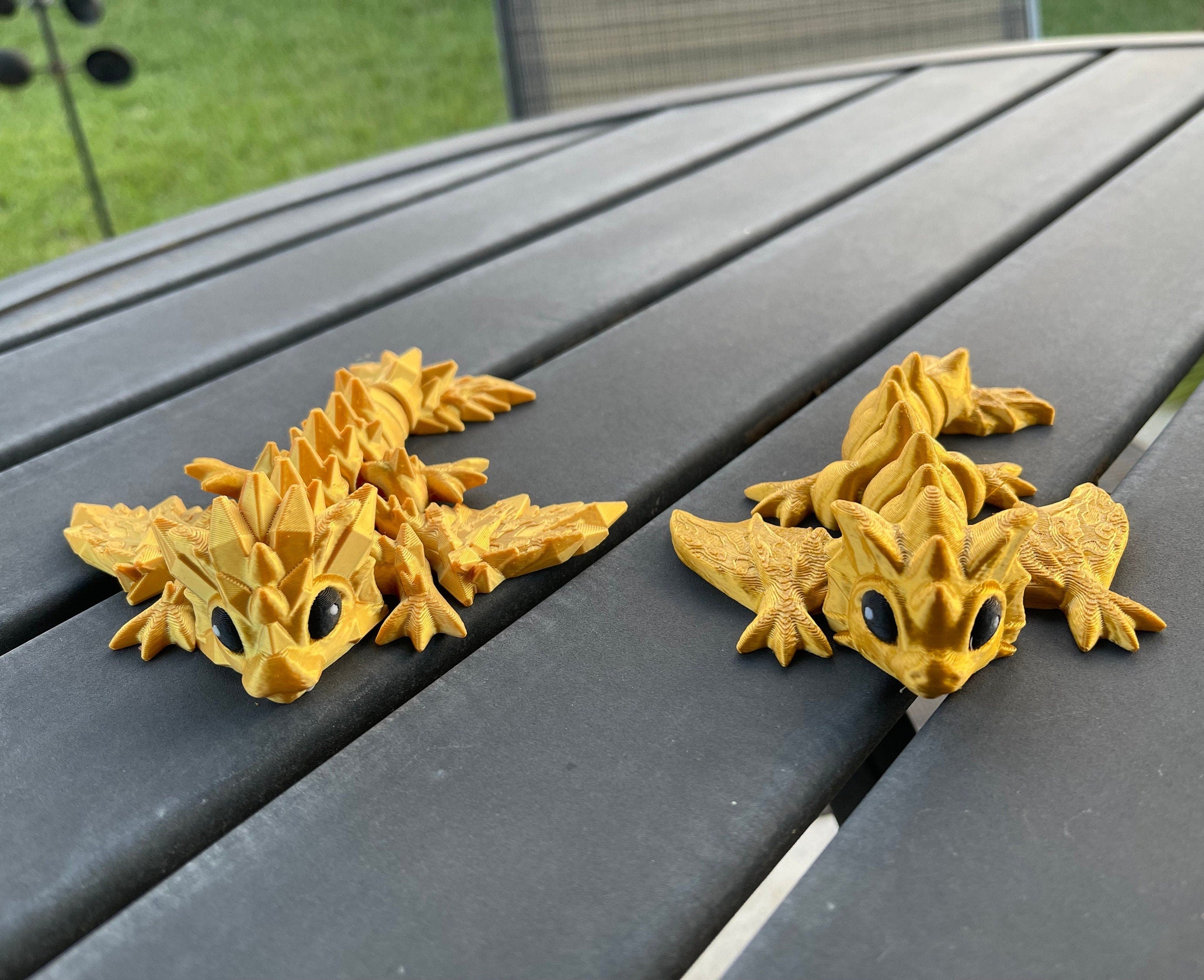 3D Print Baby Gold Articulating Dragon Gold Dragon Gift Bookself Decor-Create Fantasy Crafts