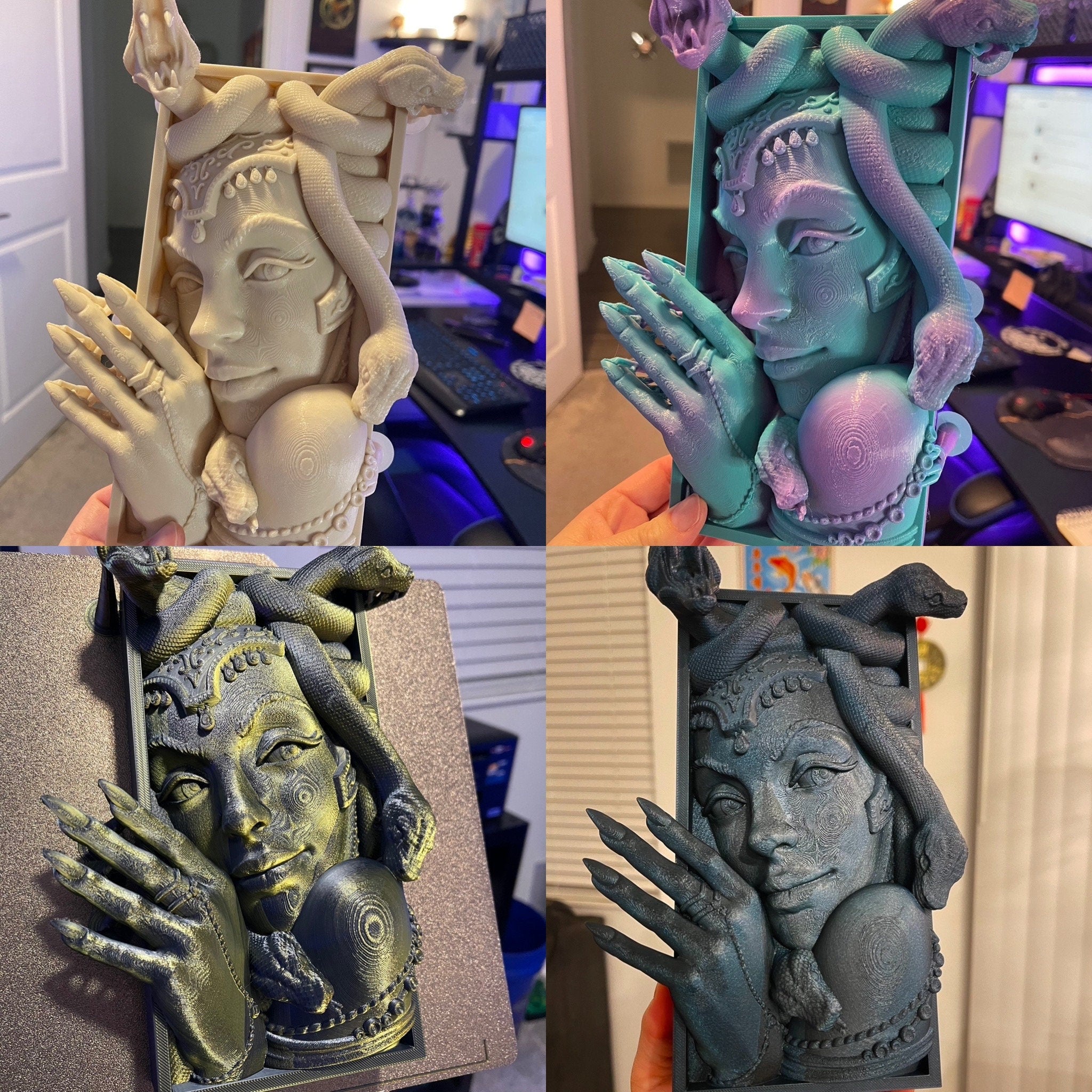 Medusa Book Nook 3D Printed Choose Color Fantasy Book Shelf Decor Book End 4x8 Horror Gorgo Gorgons-Create Fantasy Crafts