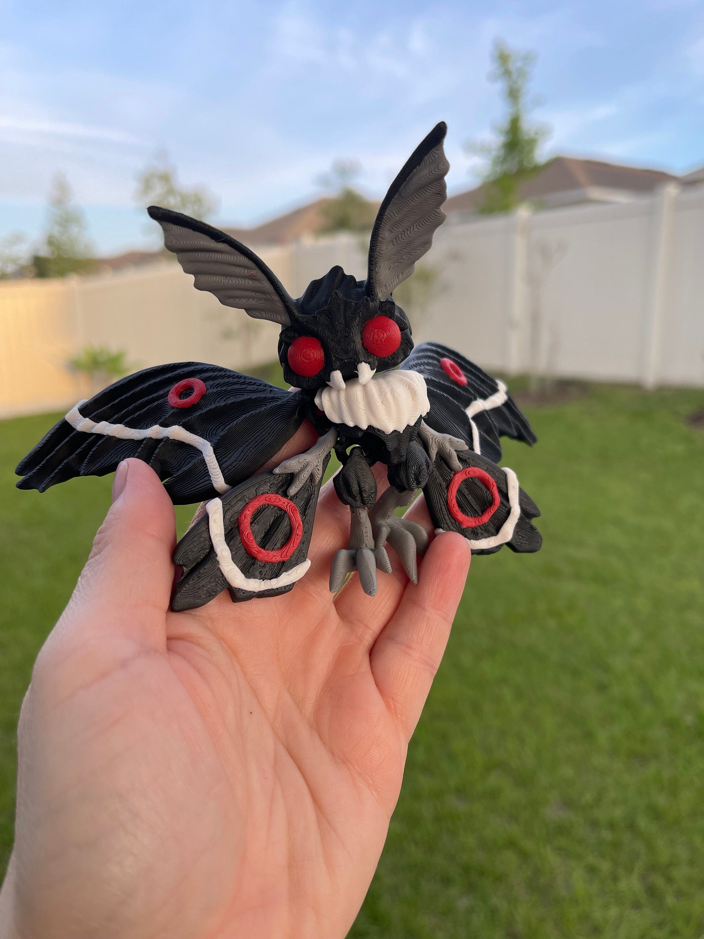 Mothman Articulated 3D Printed Desk Horror Goth Decor Fidget Creepy Cute Cryptid-Create Fantasy Crafts