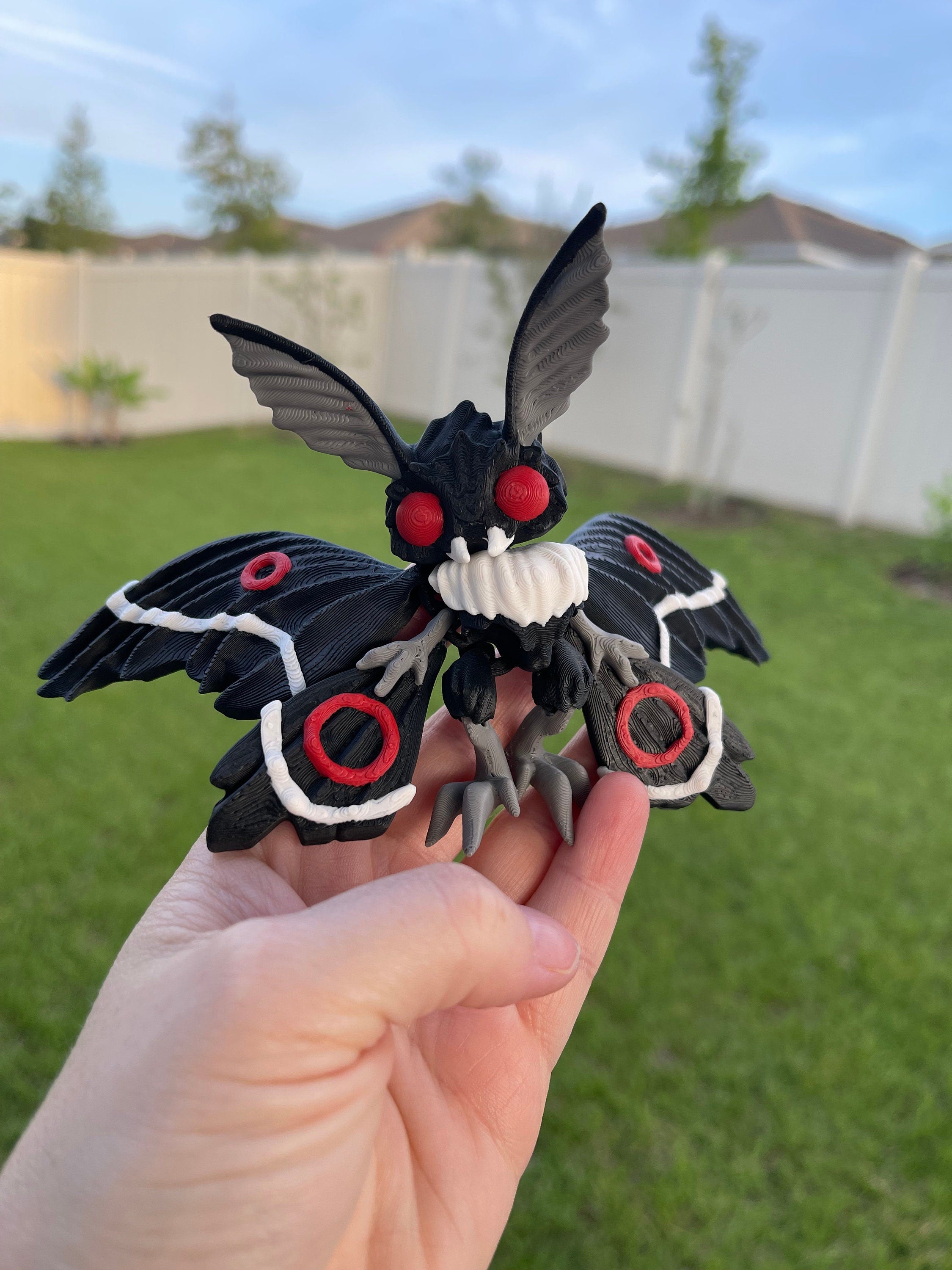 Mothman Articulated 3D Printed Desk Horror Goth Decor Fidget Creepy Cute Cryptid-Create Fantasy Crafts
