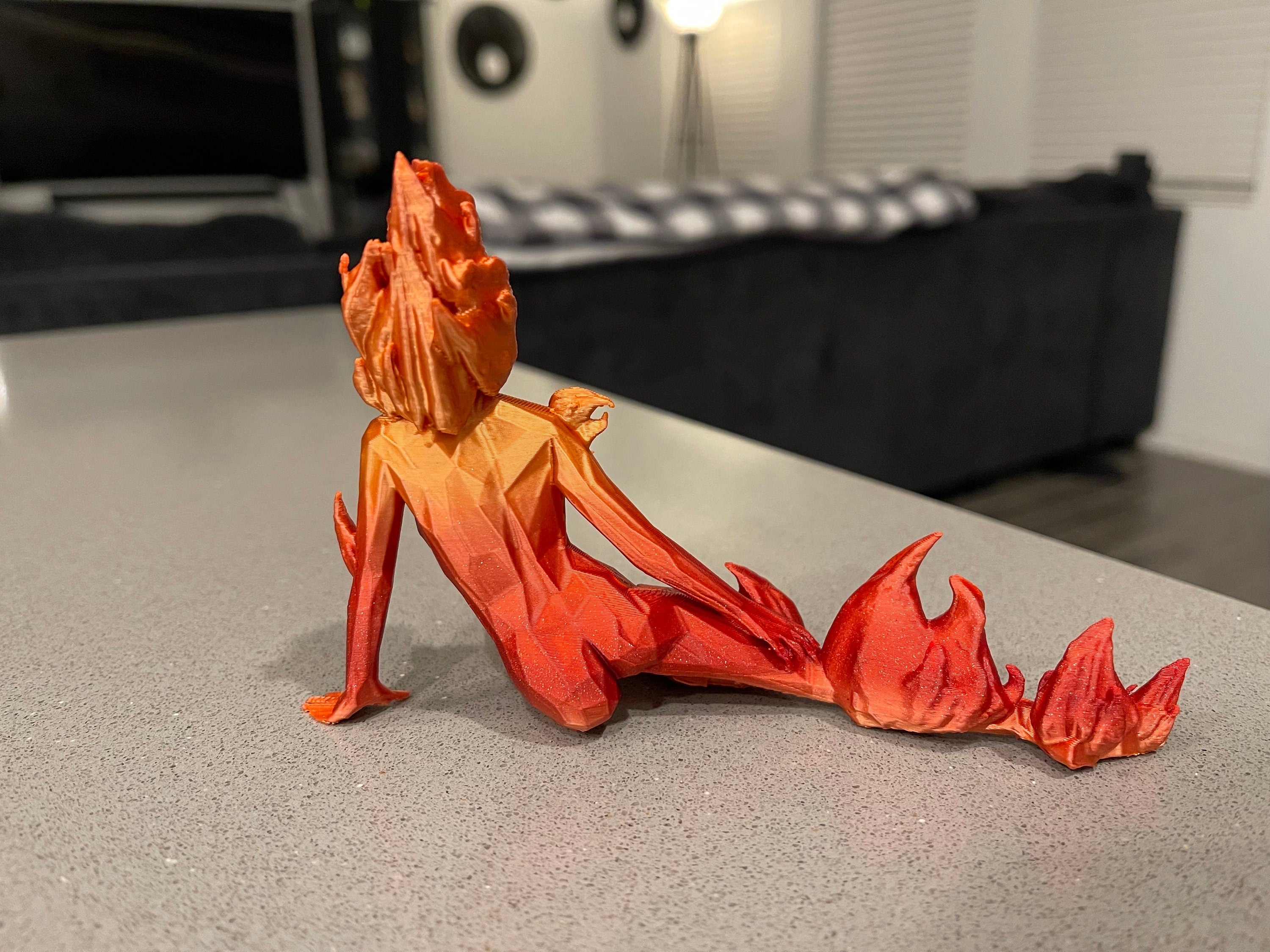 Fire Sprite 3D Printed Bookshelf Decor Bookish Merch-Create Fantasy Crafts