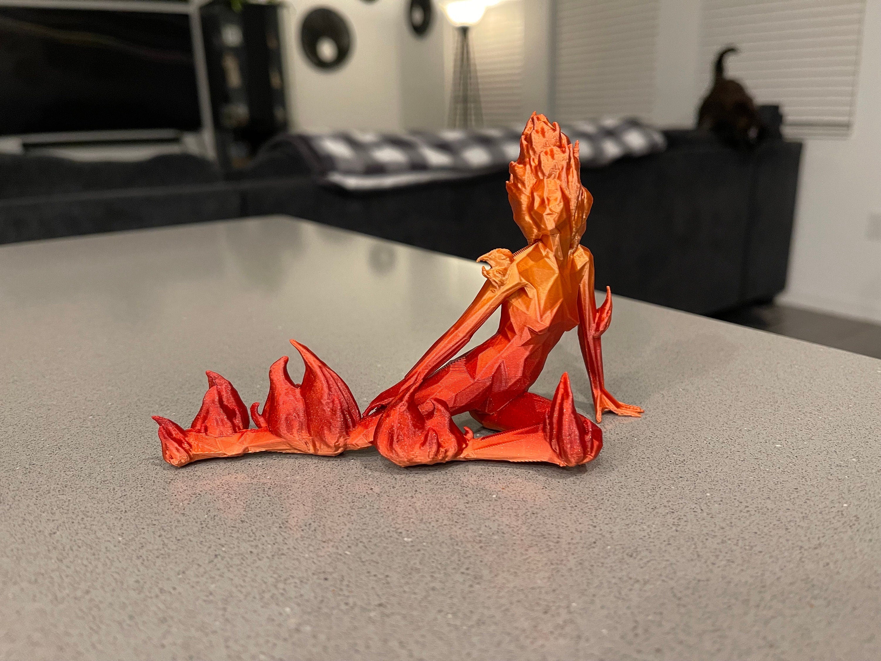 Fire Sprite 3D Printed Bookshelf Decor Bookish Merch-Create Fantasy Crafts