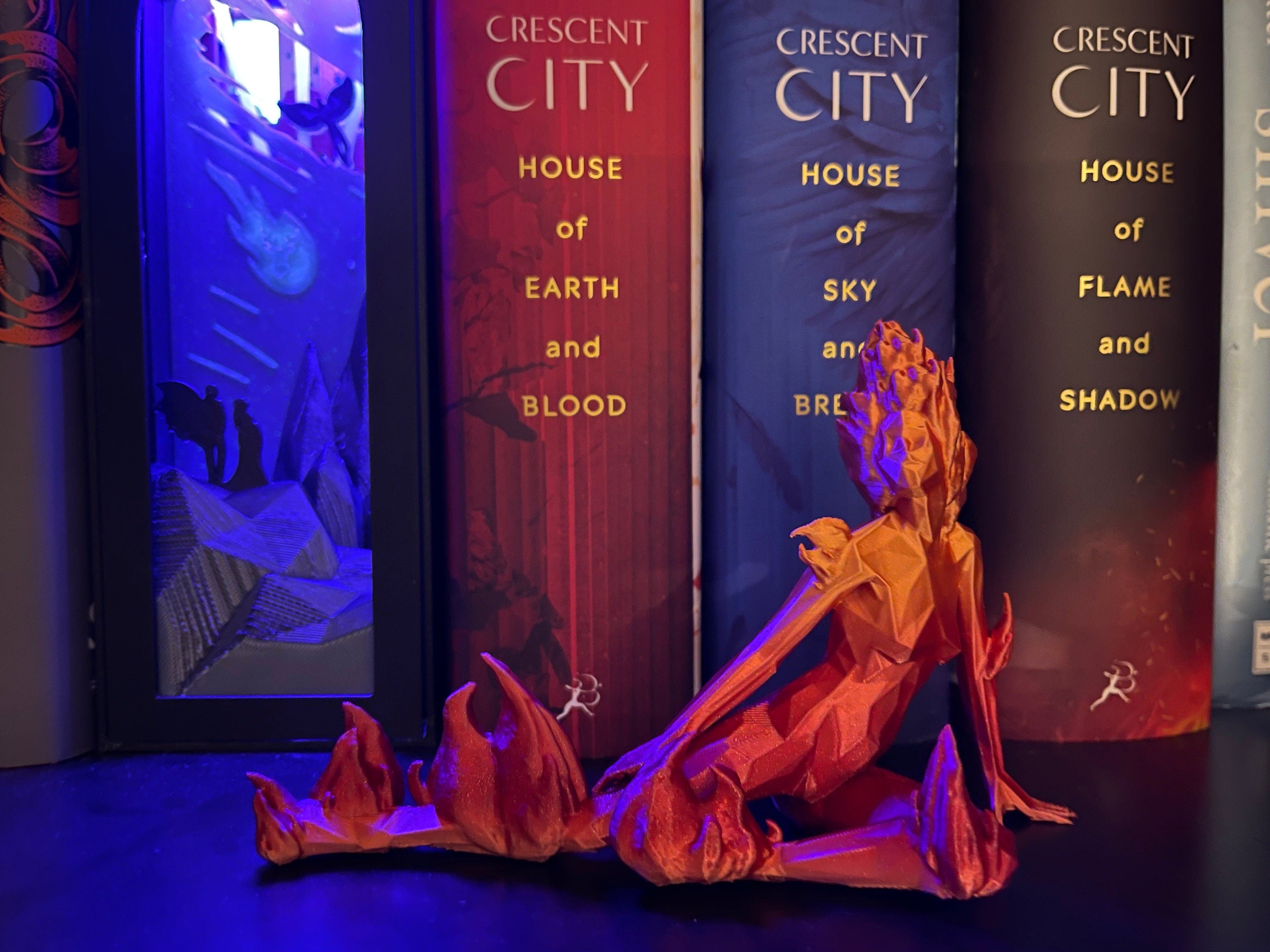 Fire Sprite 3D Printed Bookshelf Decor Bookish Merch-Create Fantasy Crafts