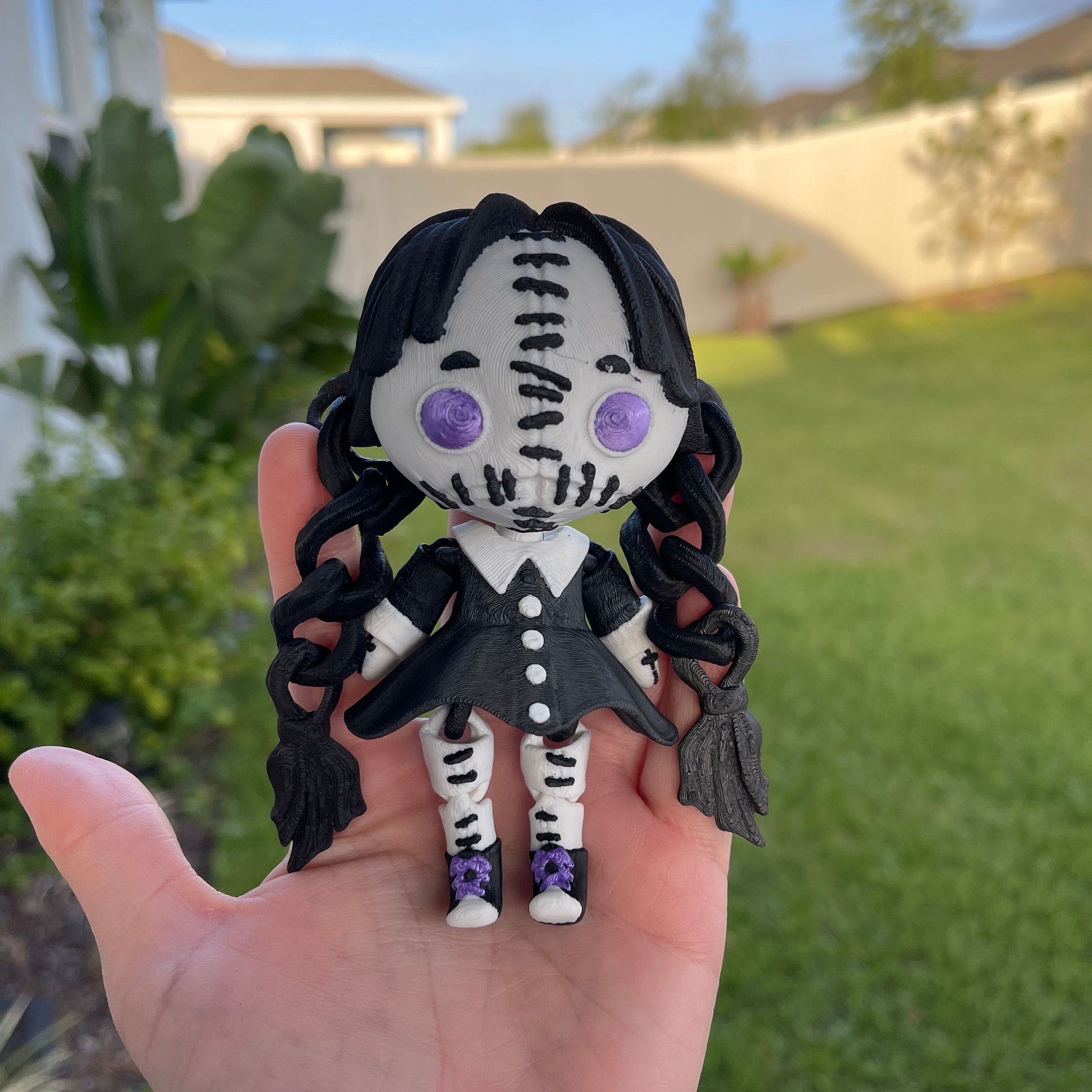 Creepy Wednesday Inspired Doll Articulated 3D Printed Voodoo Doll Desk Decor Horror Goth Fidget Creepy Cute-Create Fantasy Crafts