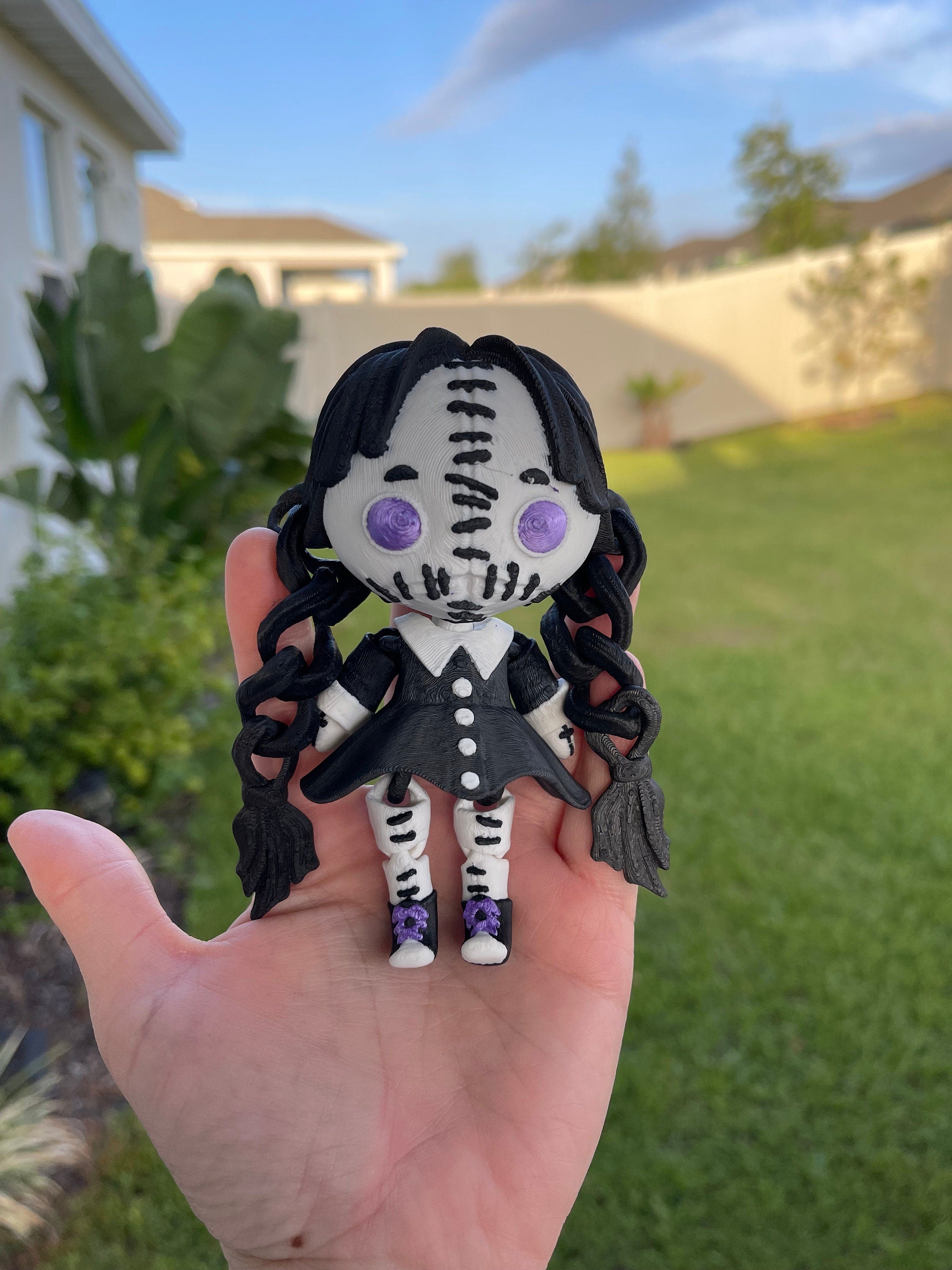 Creepy Wednesday Inspired Doll Articulated 3D Printed Voodoo Doll Desk Decor Horror Goth Fidget Creepy Cute-Create Fantasy Crafts