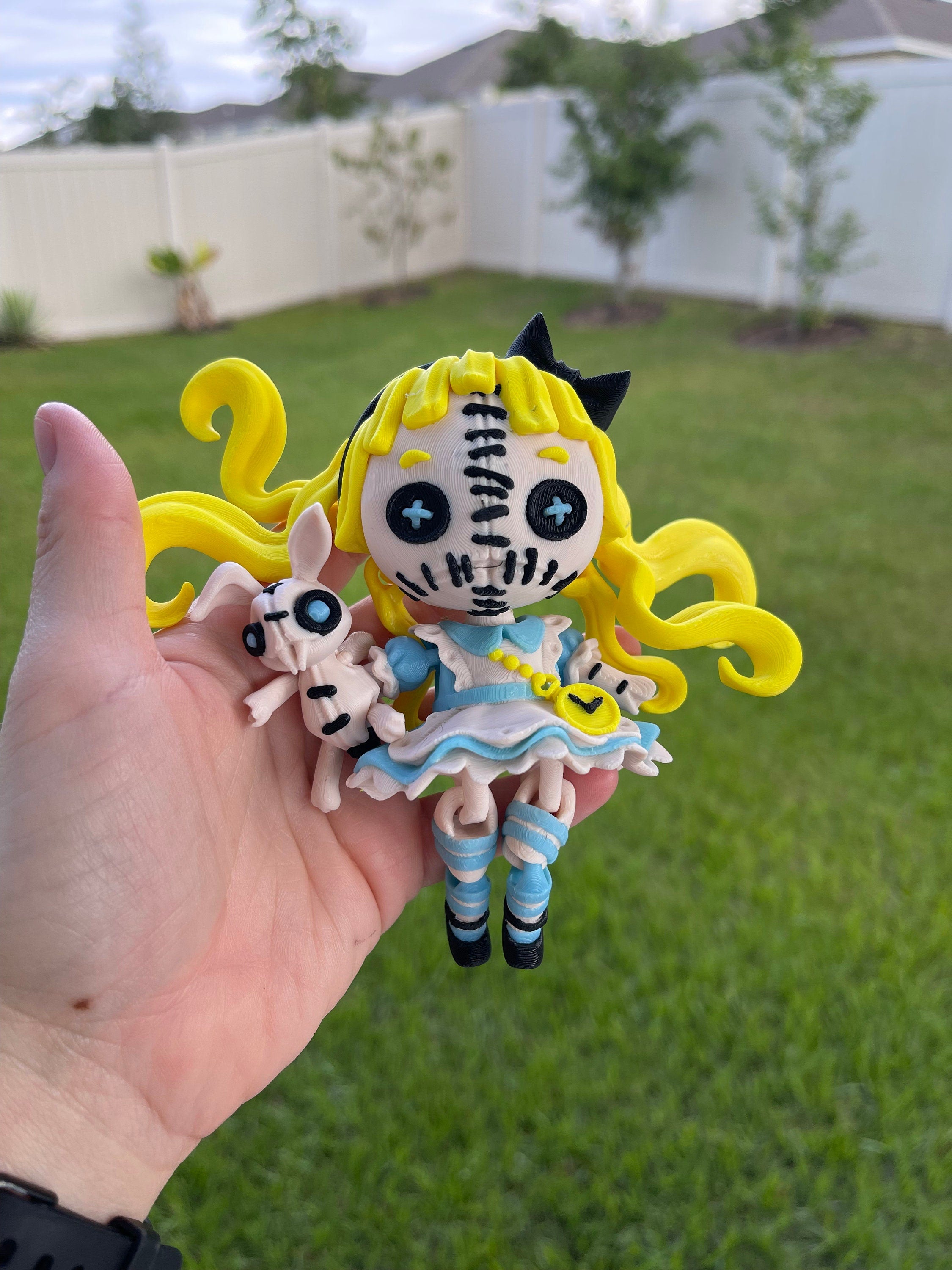 Creepy Alice Inspired Doll Articulated 3D Printed Voodoo Doll Desk Decor Horror Goth Fidget Creepy Cute-Create Fantasy Crafts