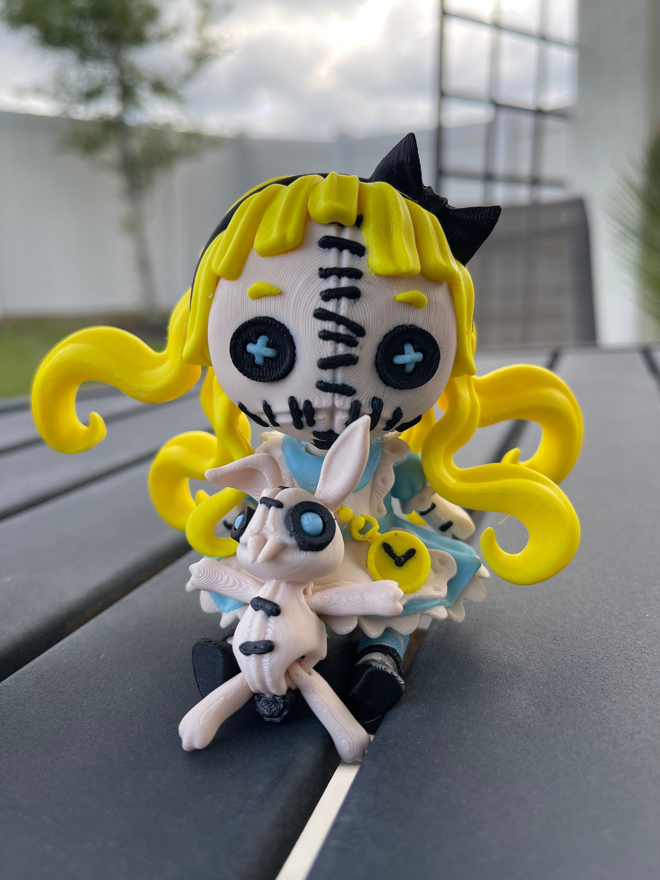 Creepy Alice Inspired Doll Articulated 3D Printed Voodoo Doll Desk Decor Horror Goth Fidget Creepy Cute-Create Fantasy Crafts