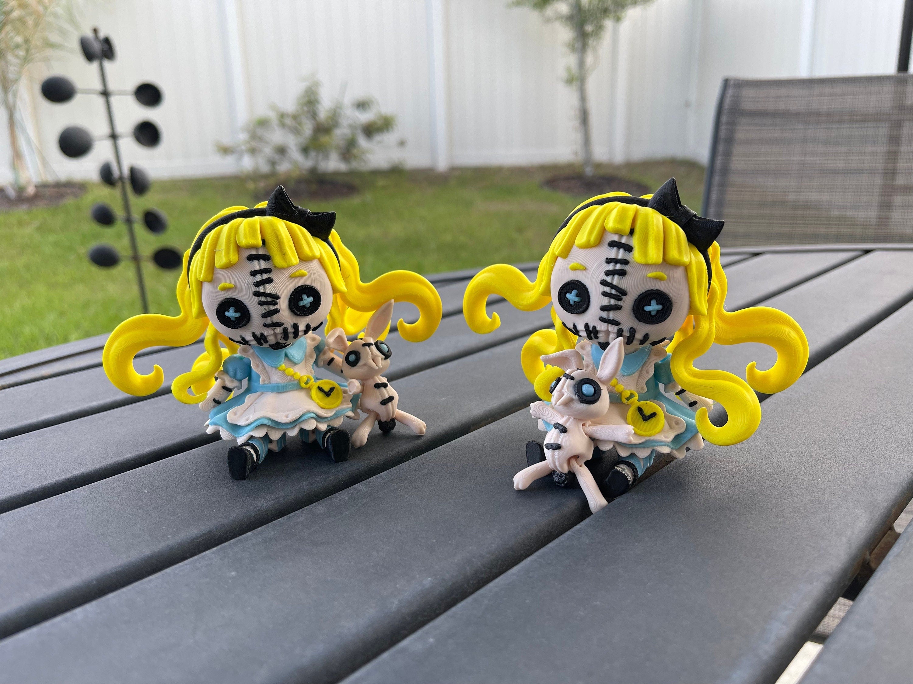 Creepy Alice Inspired Doll Articulated 3D Printed Voodoo Doll Desk Decor Horror Goth Fidget Creepy Cute-Create Fantasy Crafts
