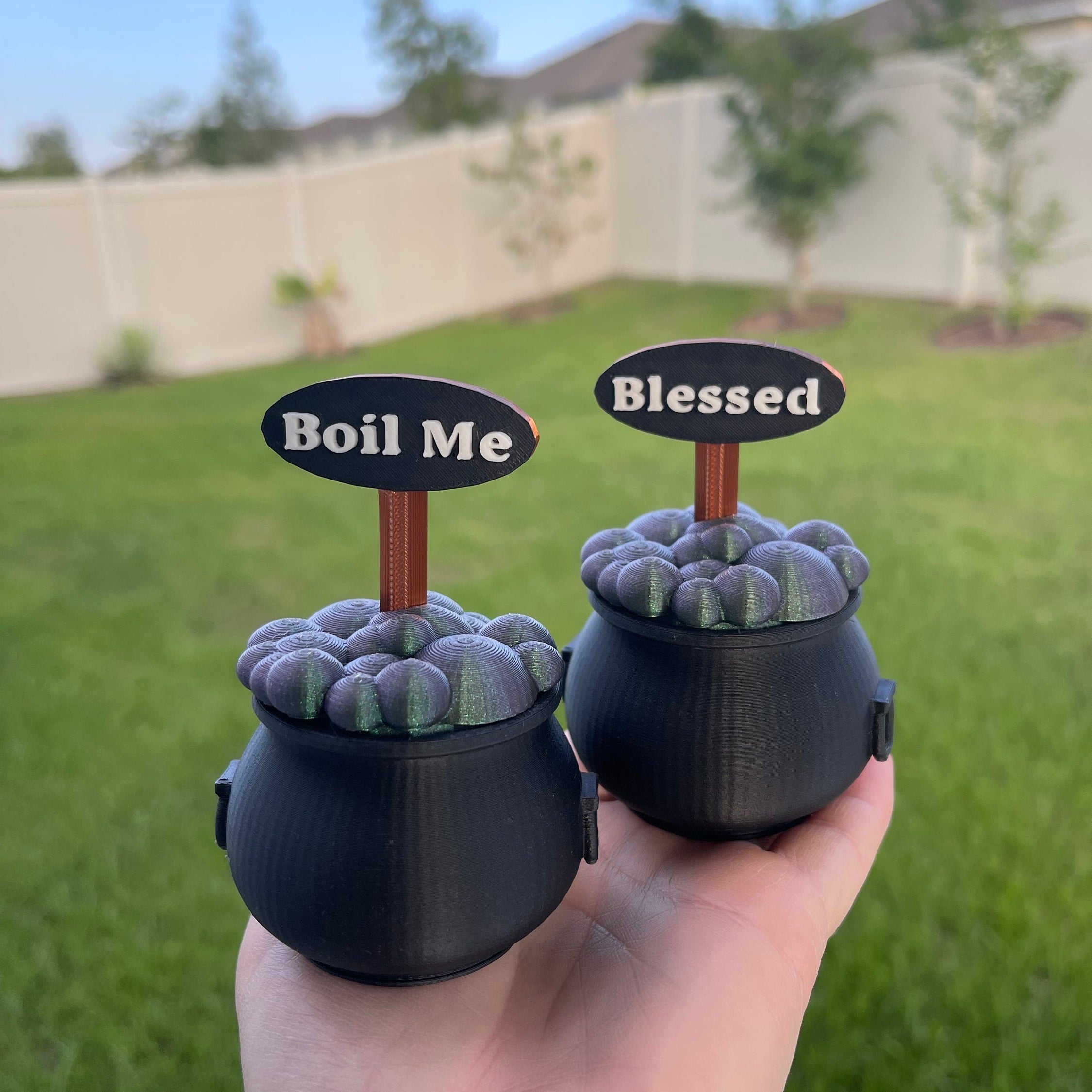 3D Print Cauldron with Boil Me or Blessed sign-Create Fantasy Crafts