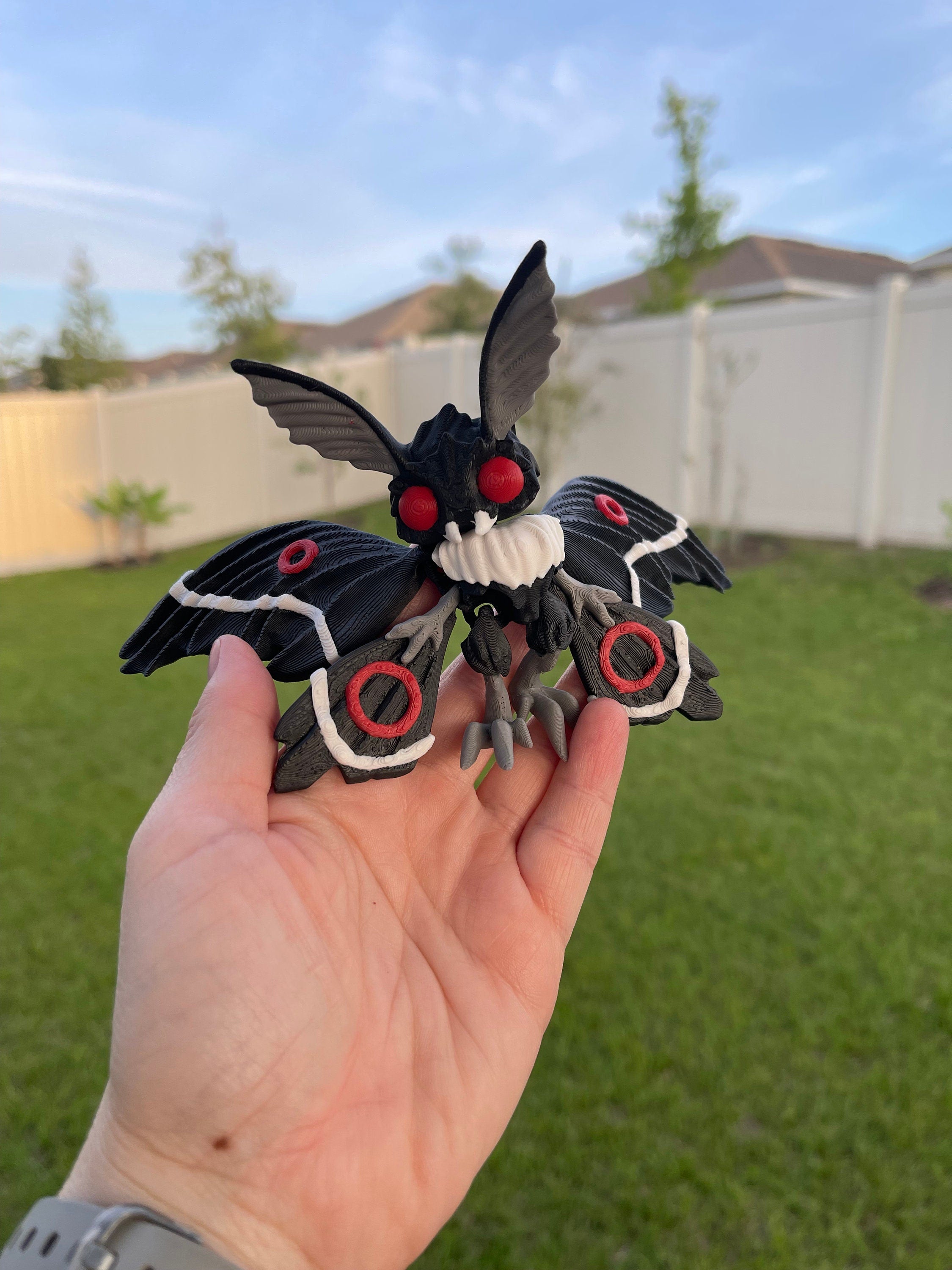 Mothman Articulated 3D Printed Desk Horror Goth Decor Fidget Creepy Cute Cryptid-Create Fantasy Crafts