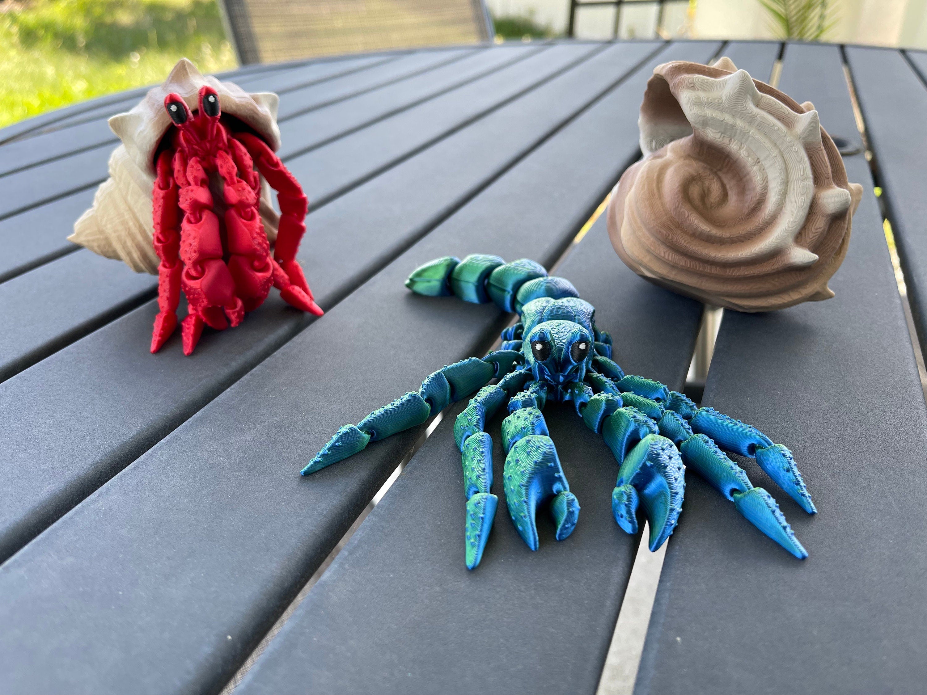 Articulating Hermit Crab in Shell 3D Print You Choose Color Crab and Shell Customizable Great Gift-Create Fantasy Crafts