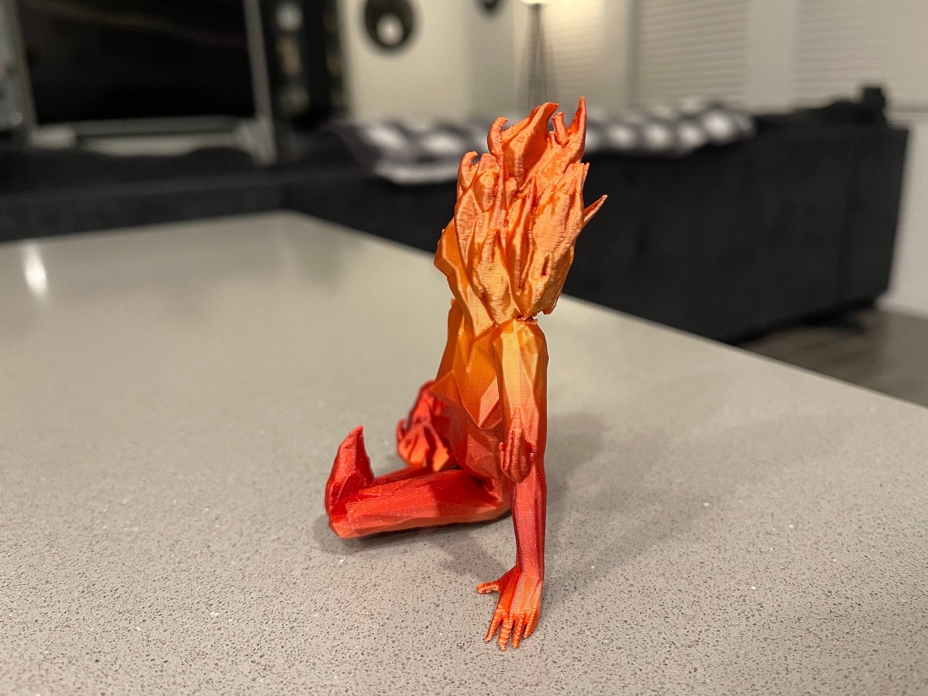Fire Sprite 3D Printed Bookshelf Decor Bookish Merch-Create Fantasy Crafts