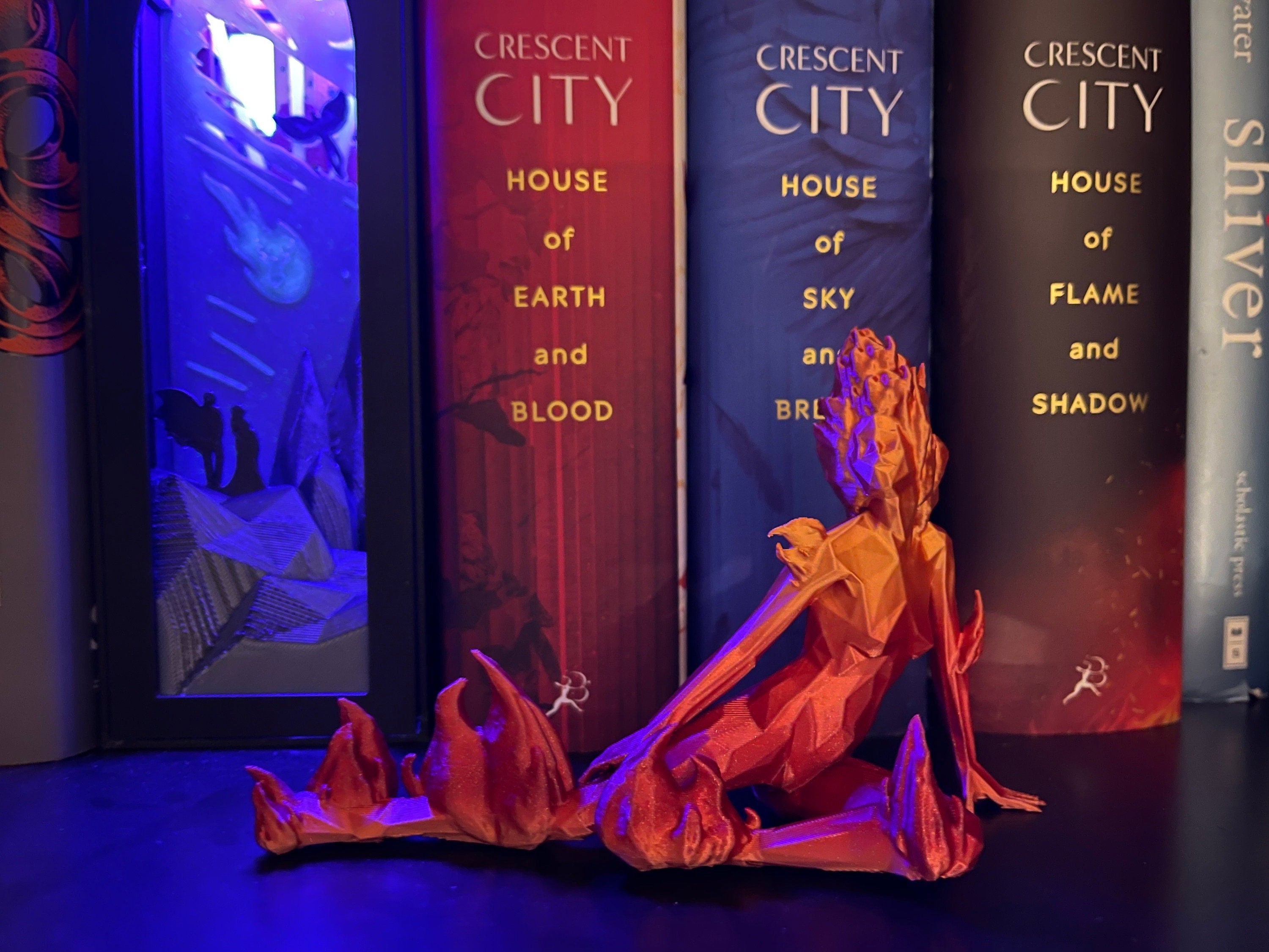 Fire Sprite 3D Printed Bookshelf Decor Bookish Merch-Create Fantasy Crafts