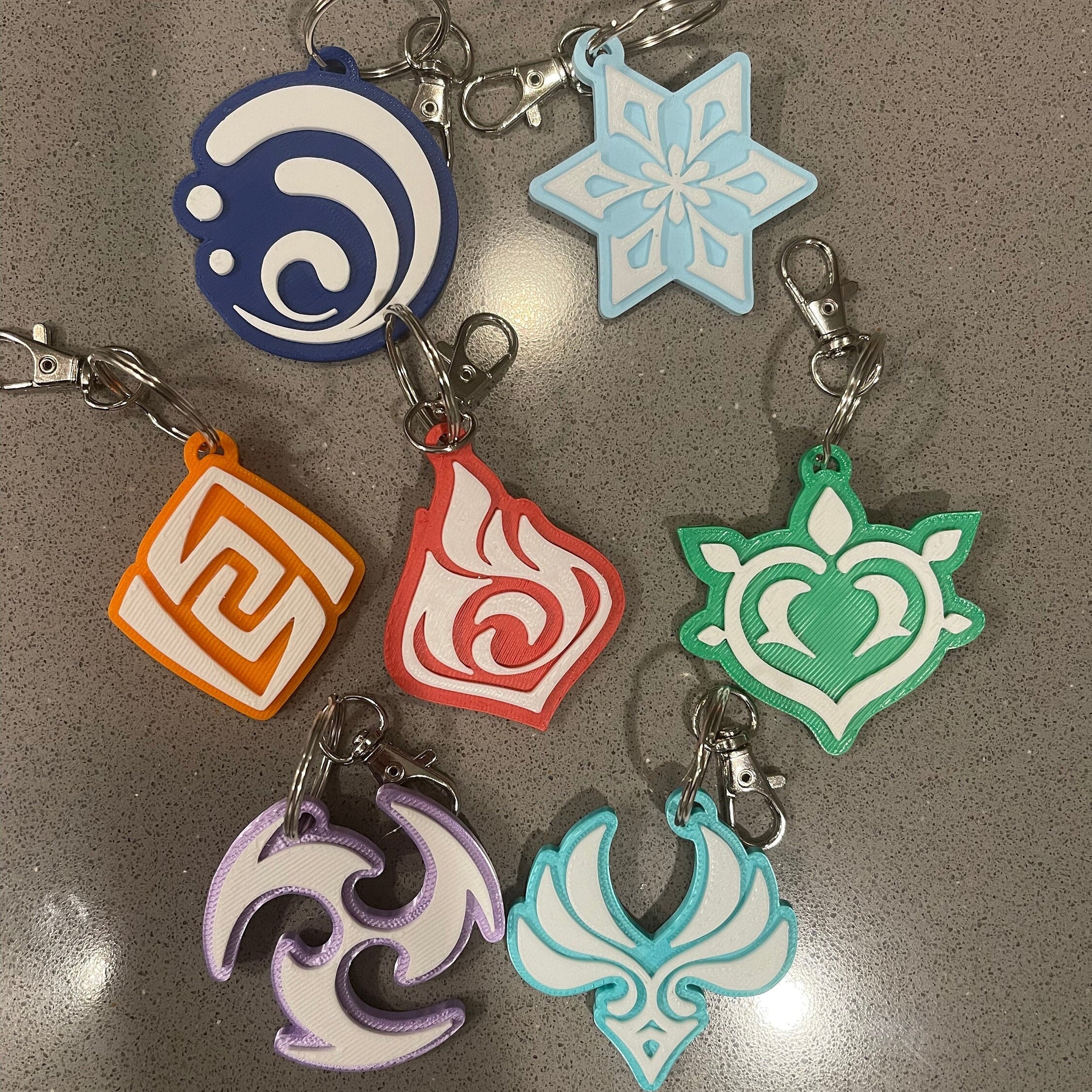 3D Print Element Keychains 7 styles-Create Fantasy Crafts