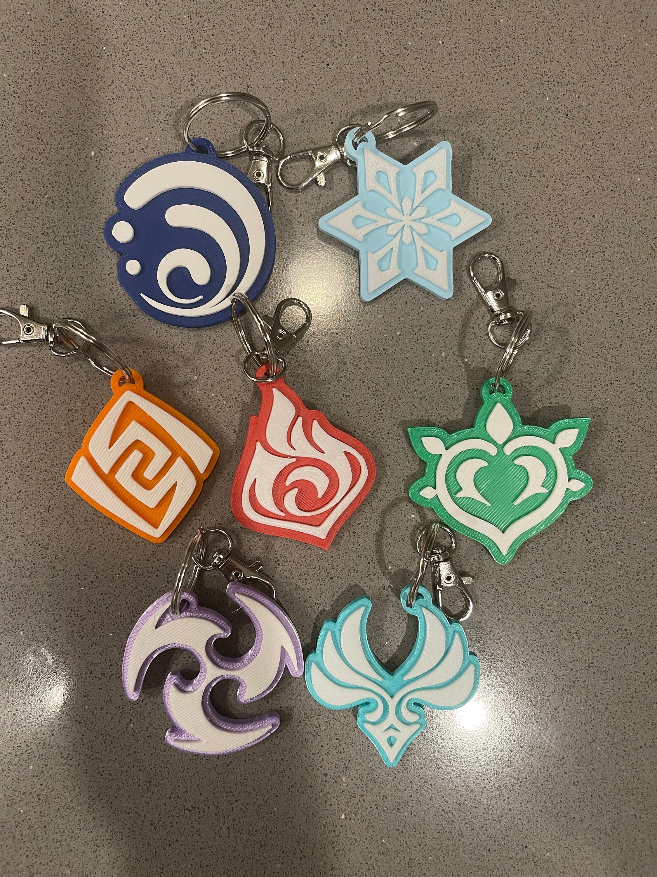 3D Print Element Keychains 7 styles-Create Fantasy Crafts