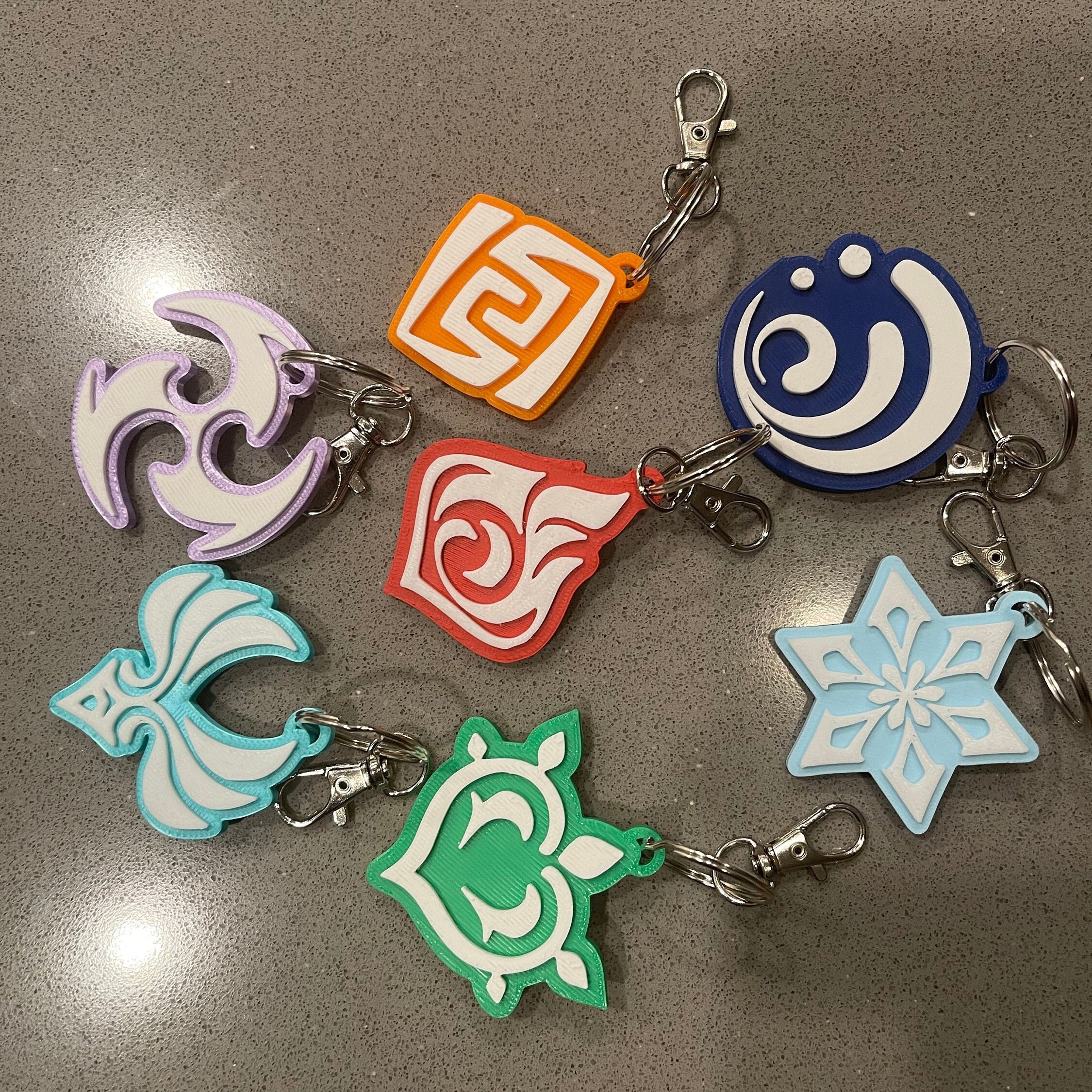 3D Print Element Keychains 7 styles-Create Fantasy Crafts