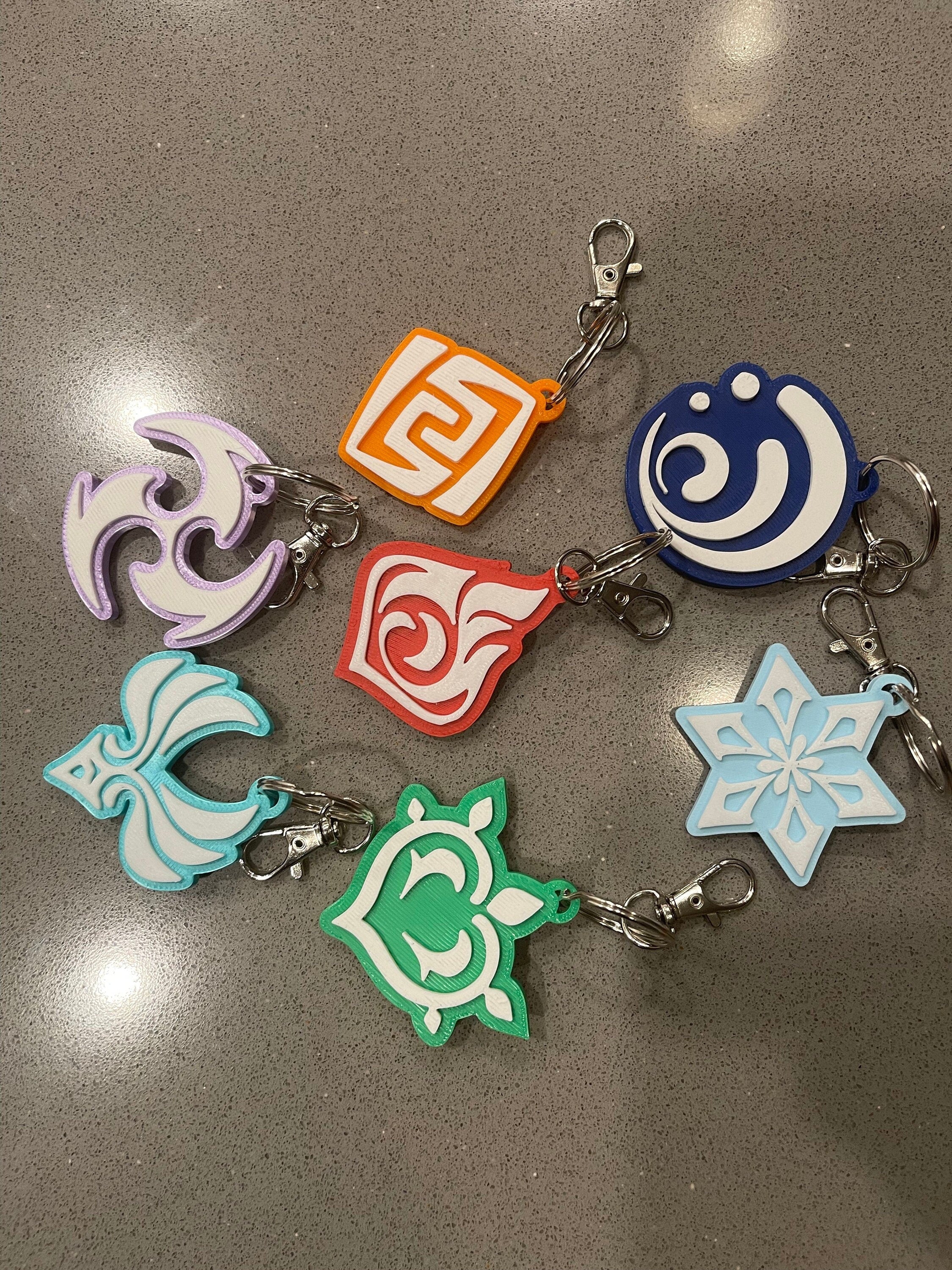 3D Print Element Keychains 7 styles-Create Fantasy Crafts