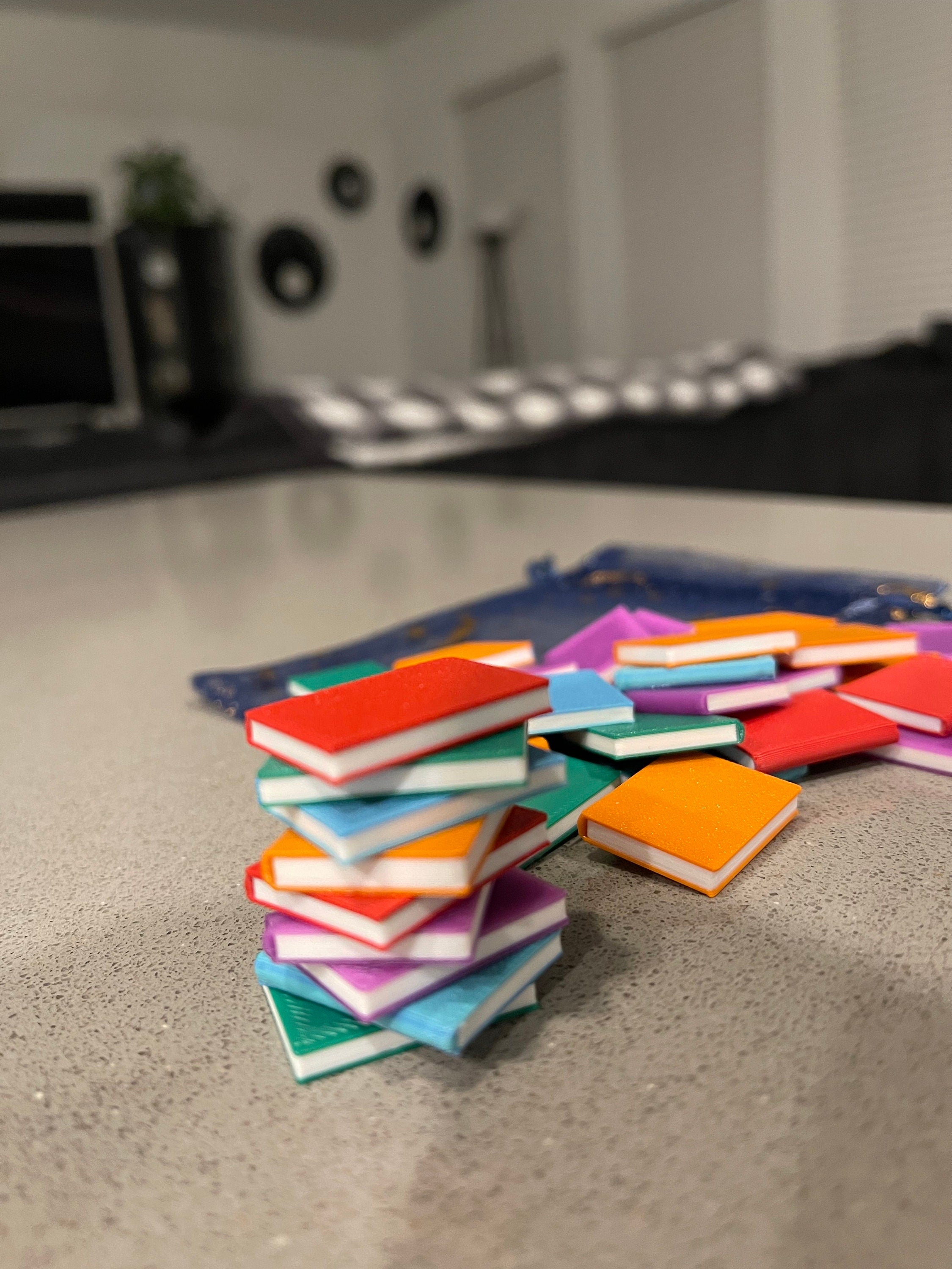 1" Mini Books 3D Printed Random Colors Mini Bookshelf Decor-Create Fantasy Crafts