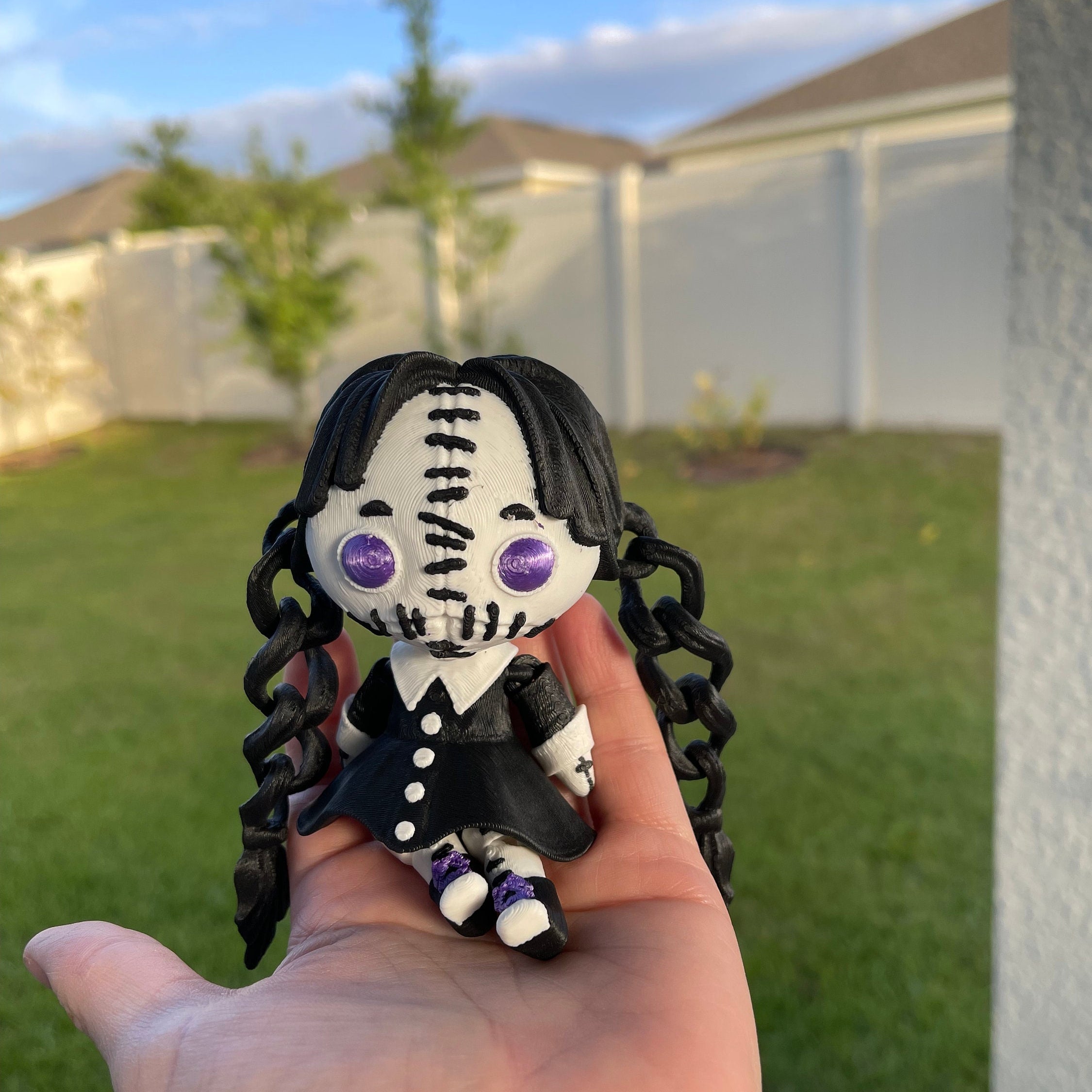 Creepy Wednesday Inspired Doll Articulated 3D Printed Voodoo Doll Desk Decor Horror Goth Fidget Creepy Cute-Create Fantasy Crafts