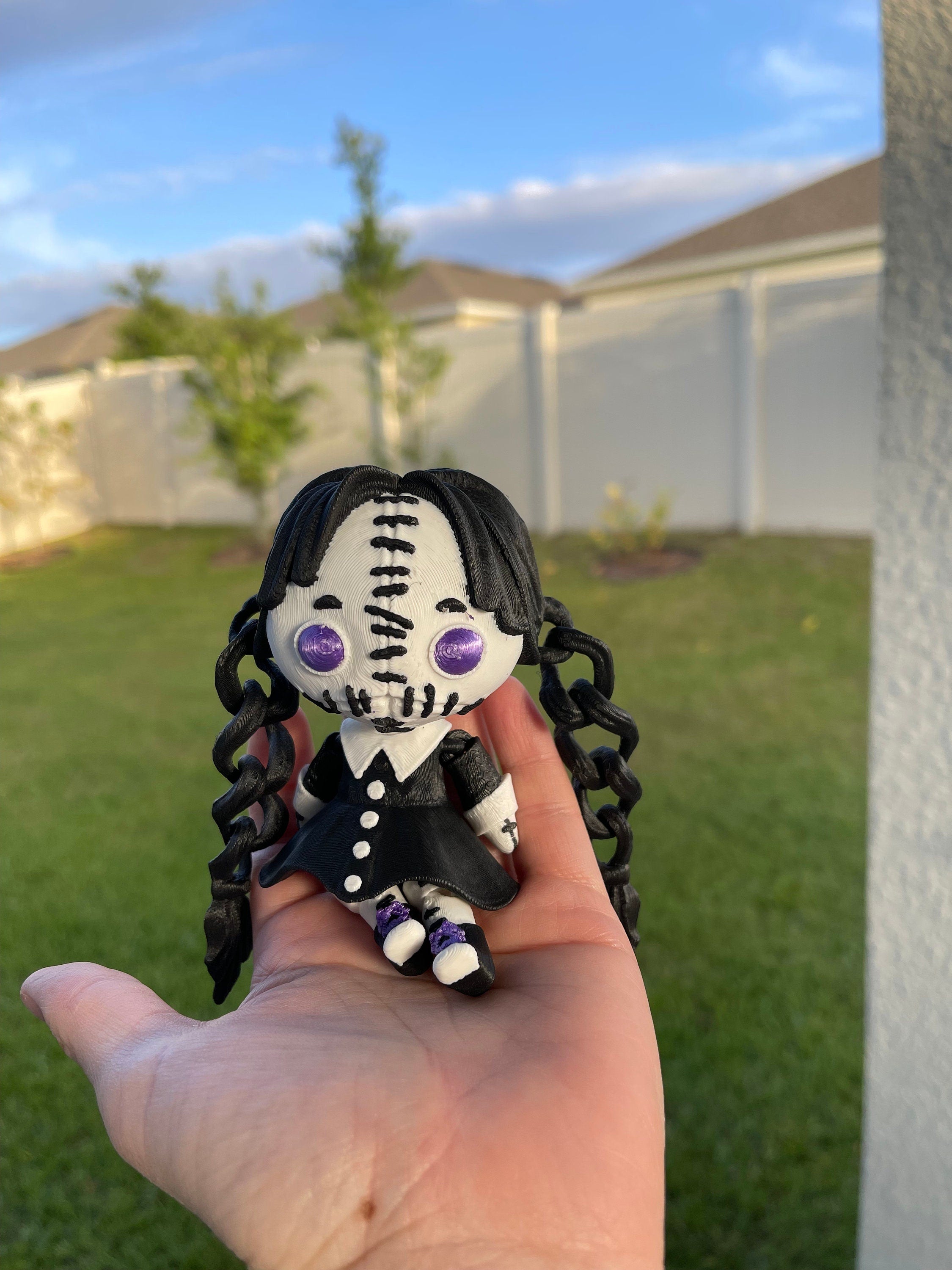 Creepy Wednesday Inspired Doll Articulated 3D Printed Voodoo Doll Desk Decor Horror Goth Fidget Creepy Cute-Create Fantasy Crafts