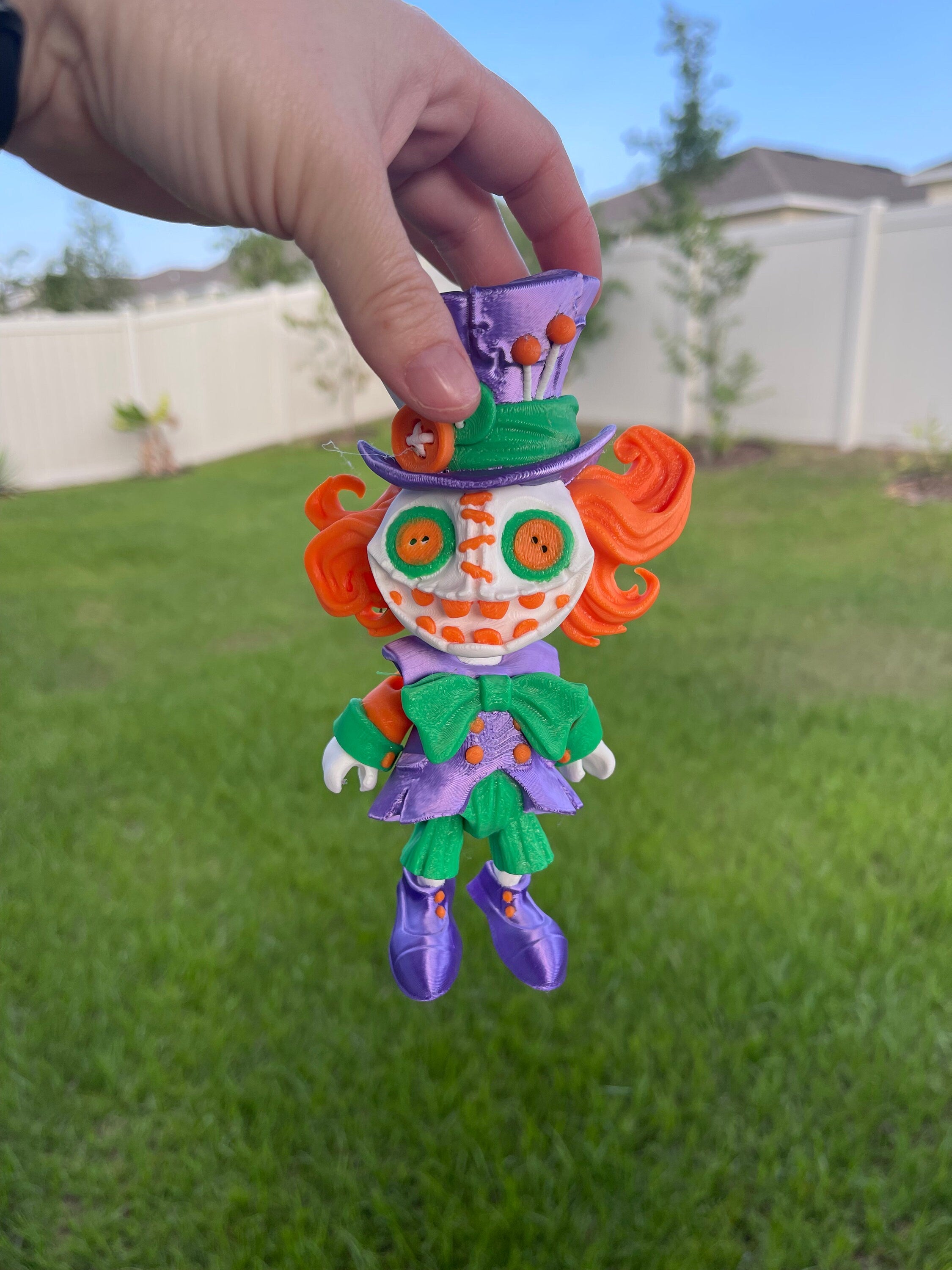 Creepy Hatter Inspired Doll Articulated 3D Printed Voodoo Doll Desk Decor Horror Goth Fidget Creepy Cute-Create Fantasy Crafts