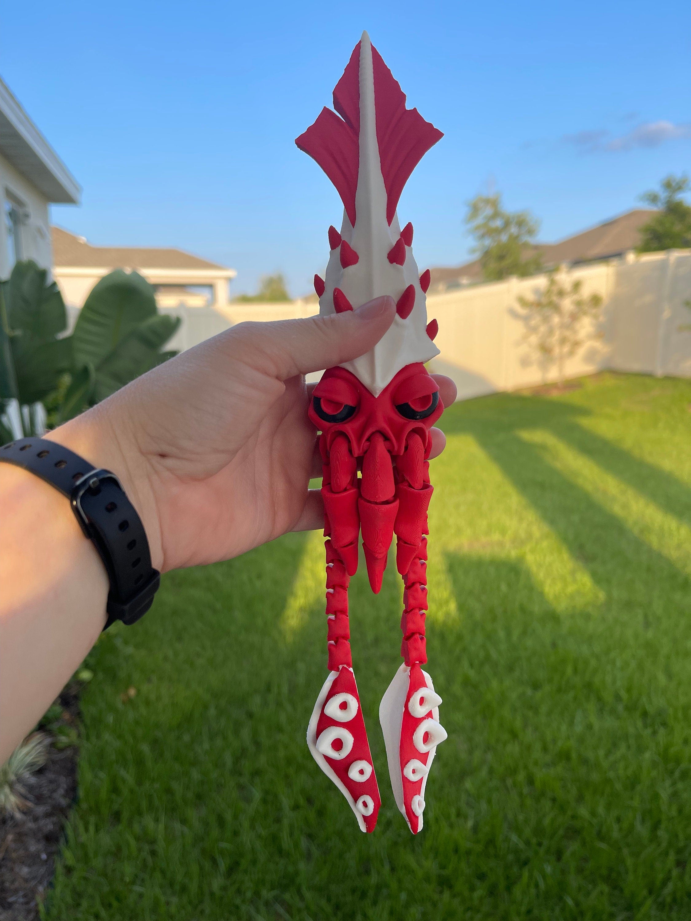 Giant Squid Articulated 3D Printed Desk Horror Goth Decor Fidget Creepy Cute Cryptid-Create Fantasy Crafts