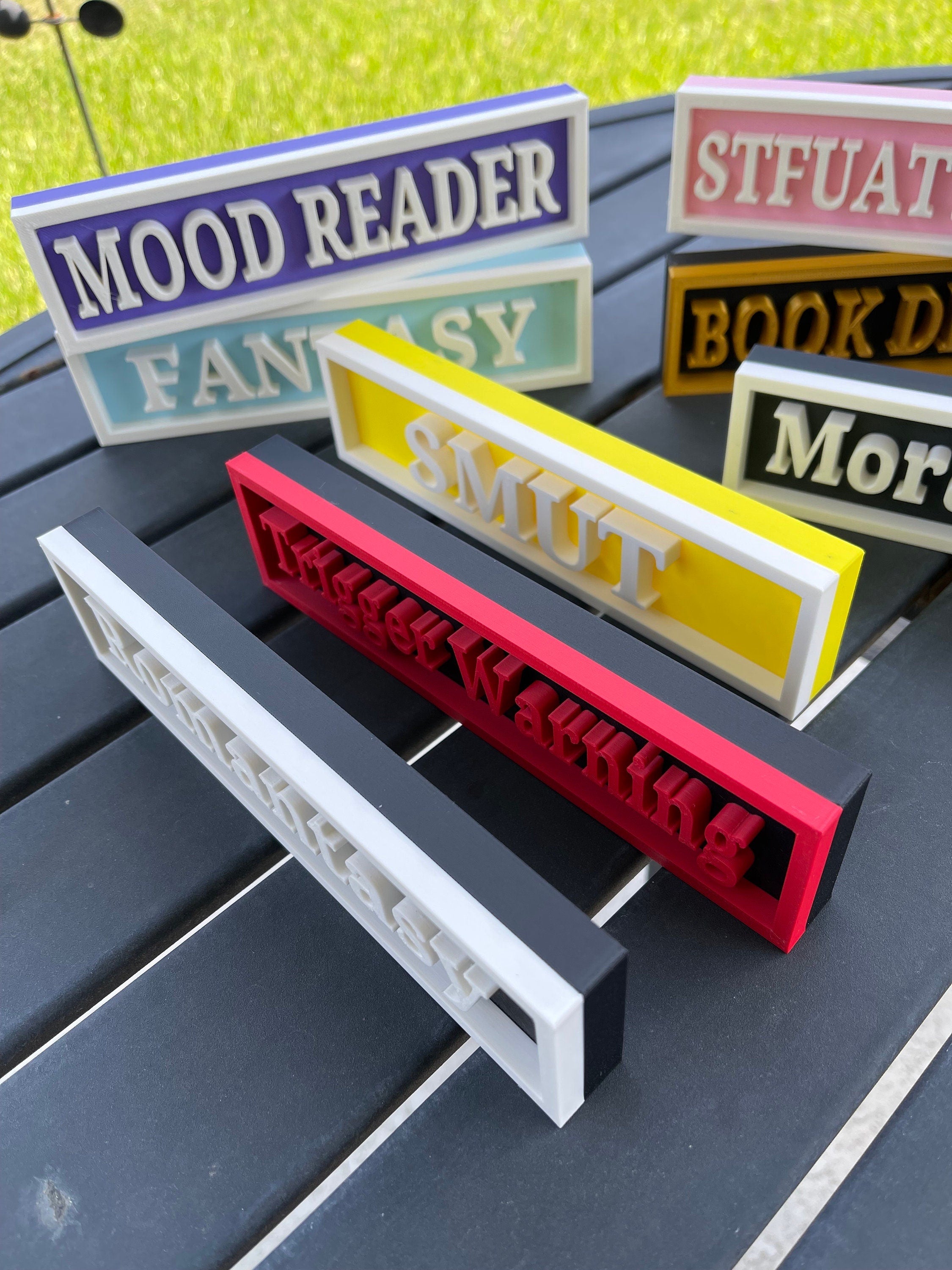 Book Shelf Signs Customizable Fun 3D Printed Library Signs-Create Fantasy Crafts