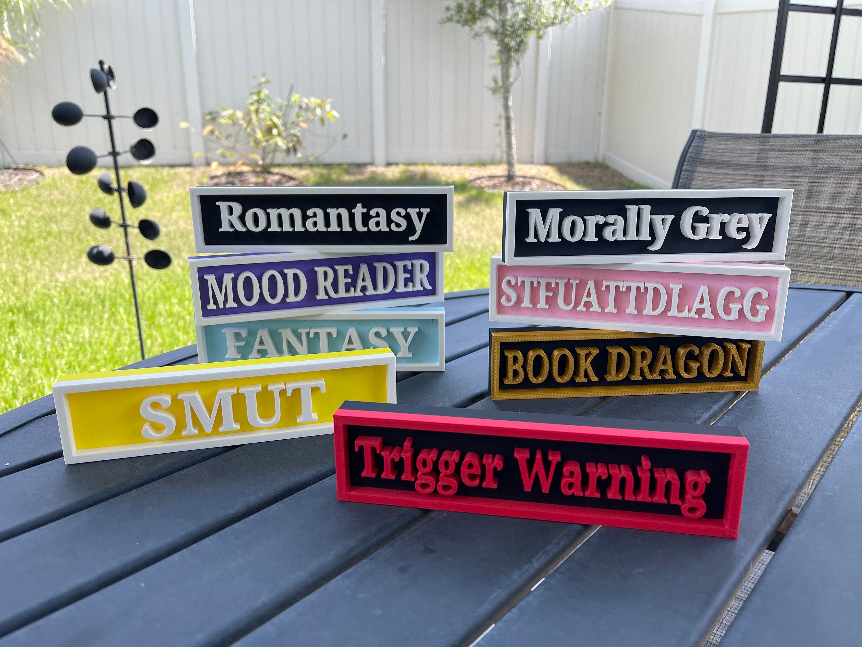Book Shelf Signs Customizable Fun 3D Printed Library Signs-Create Fantasy Crafts