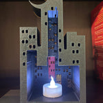 Cityscape with Crescent Moon Bookend or Nook - Bookshelf Decor Bookish Merch-Create Fantasy Crafts