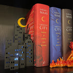 Cityscape with Crescent Moon Bookend or Nook - Bookshelf Decor Bookish Merch-Create Fantasy Crafts