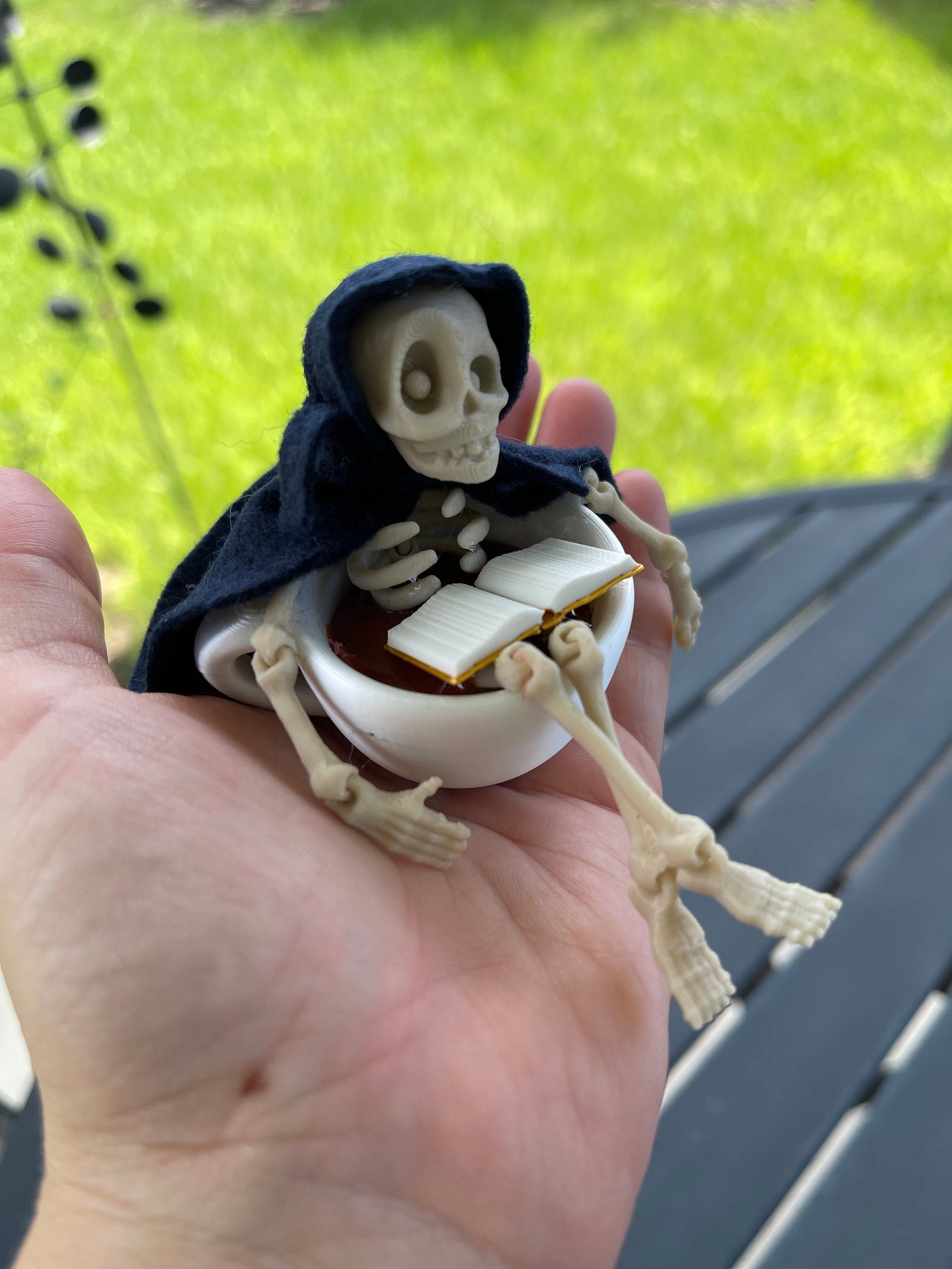 Reaper in a Cup- 3D Printed and Crafted Bookshelf Decor Bookish Merch-Create Fantasy Crafts