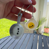 Cute Egg and Pan Keychain Set - 3d Print Best Friends-Create Fantasy Crafts