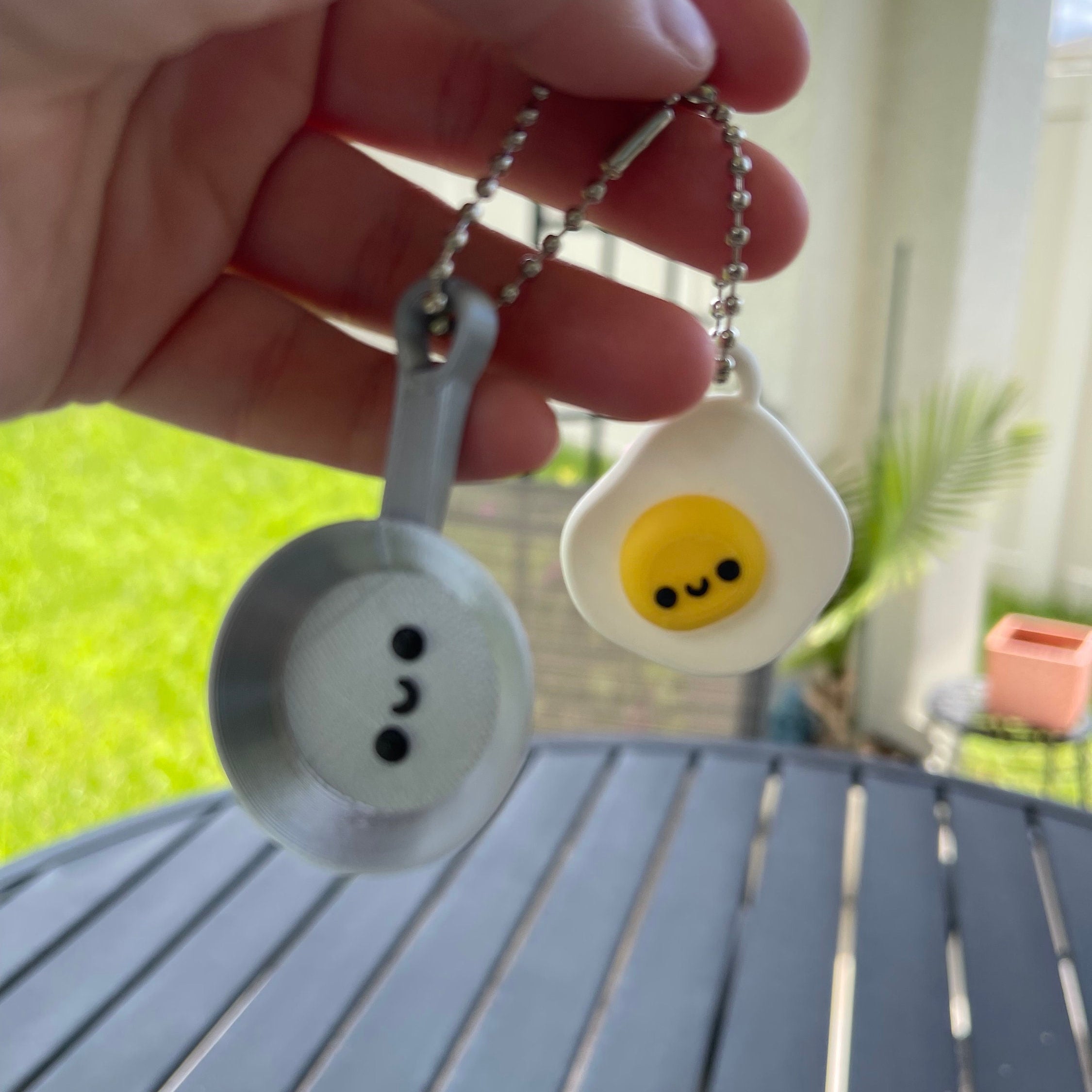 Cute Egg and Pan Keychain Set - 3d Print Best Friends-Create Fantasy Crafts
