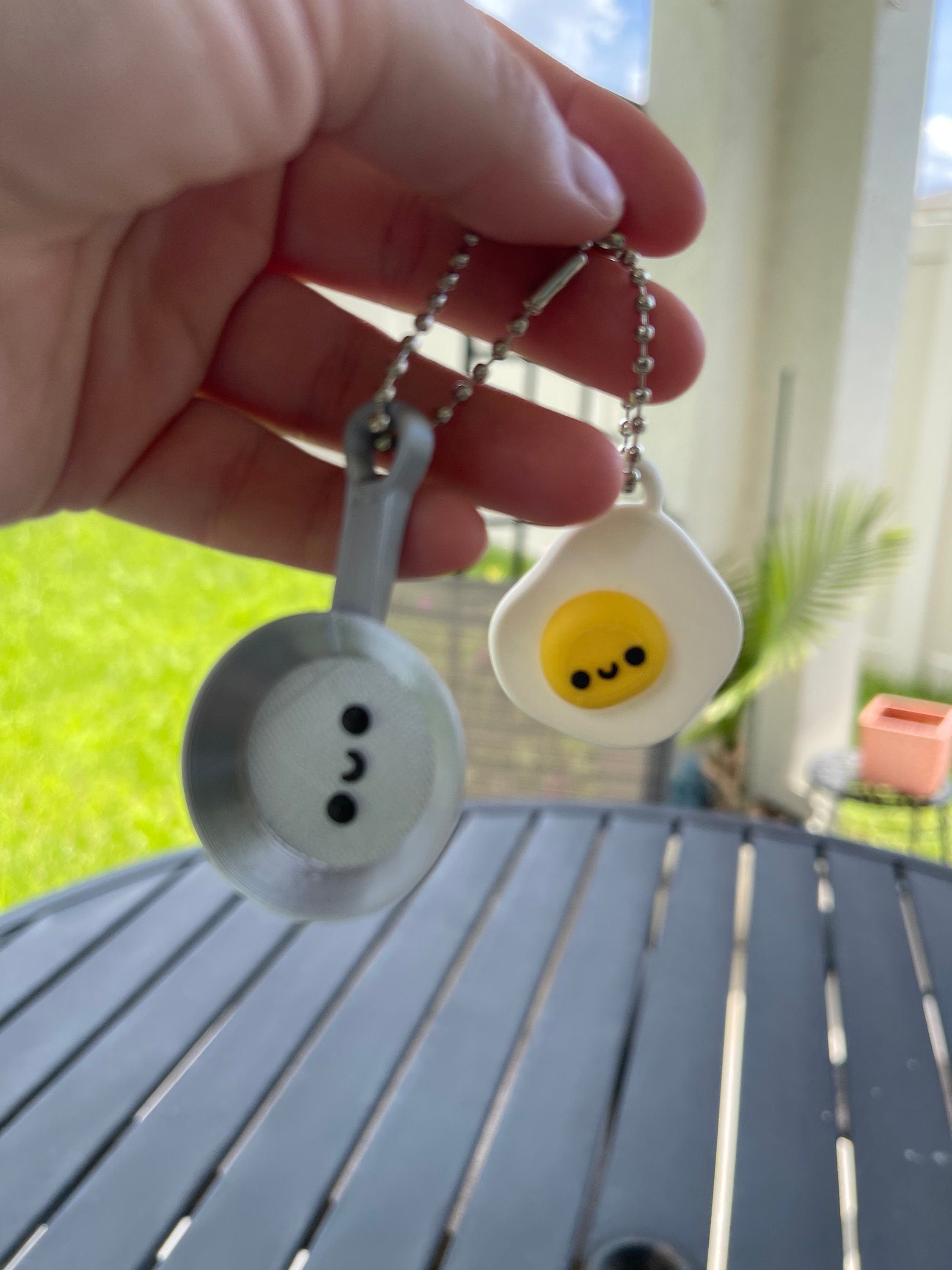 Cute Egg and Pan Keychain Set - 3d Print Best Friends-Create Fantasy Crafts