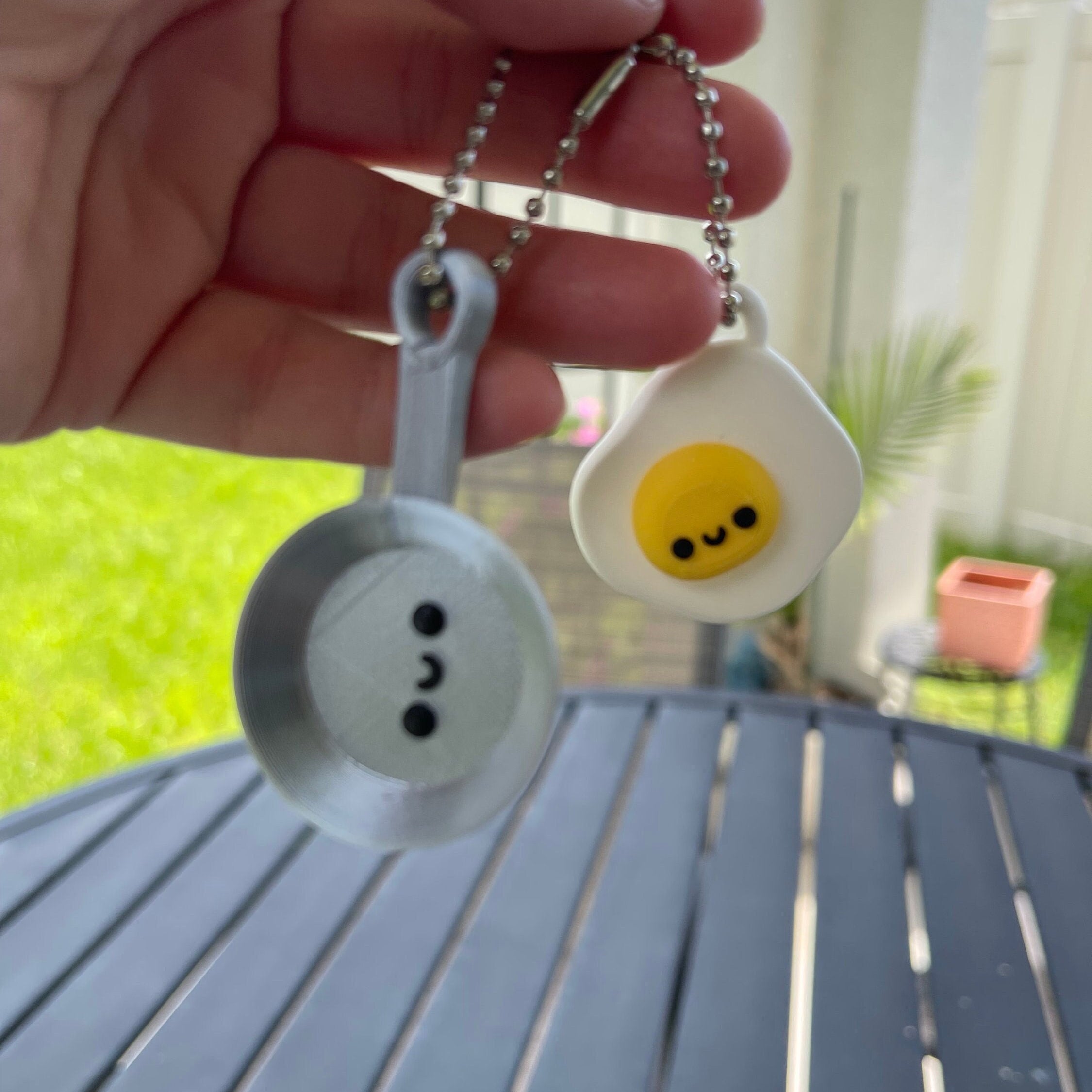 Cute Egg and Pan Keychain Set - 3d Print Best Friends-Create Fantasy Crafts