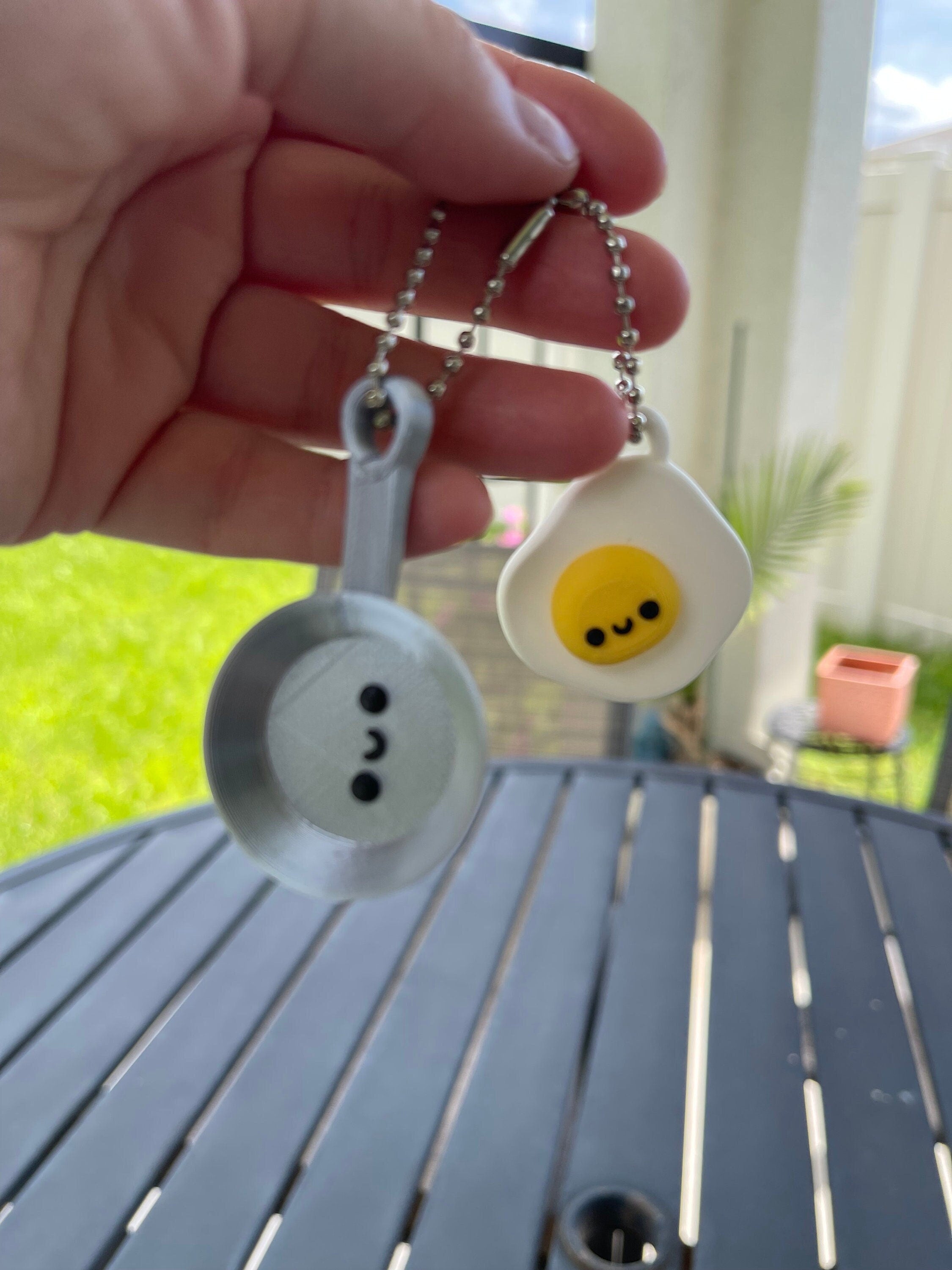 Cute Egg and Pan Keychain Set - 3d Print Best Friends-Create Fantasy Crafts