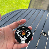 White Stag with Flaming Crown Keychain-Create Fantasy Crafts