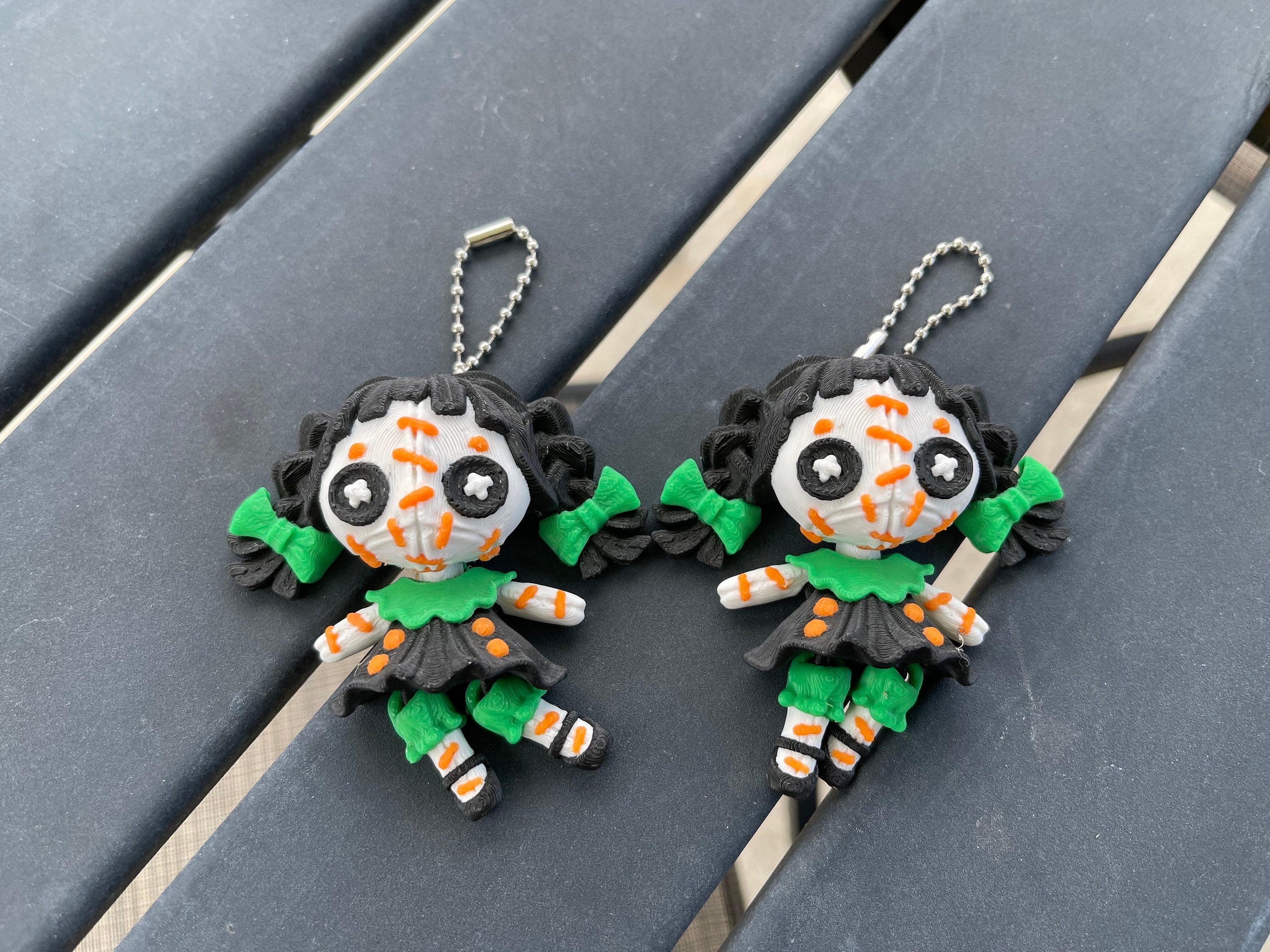Creepy Doll Articulating Keychain 3D Printed Voodoo Doll Horror Goth Fidget Creepy Cute-Create Fantasy Crafts