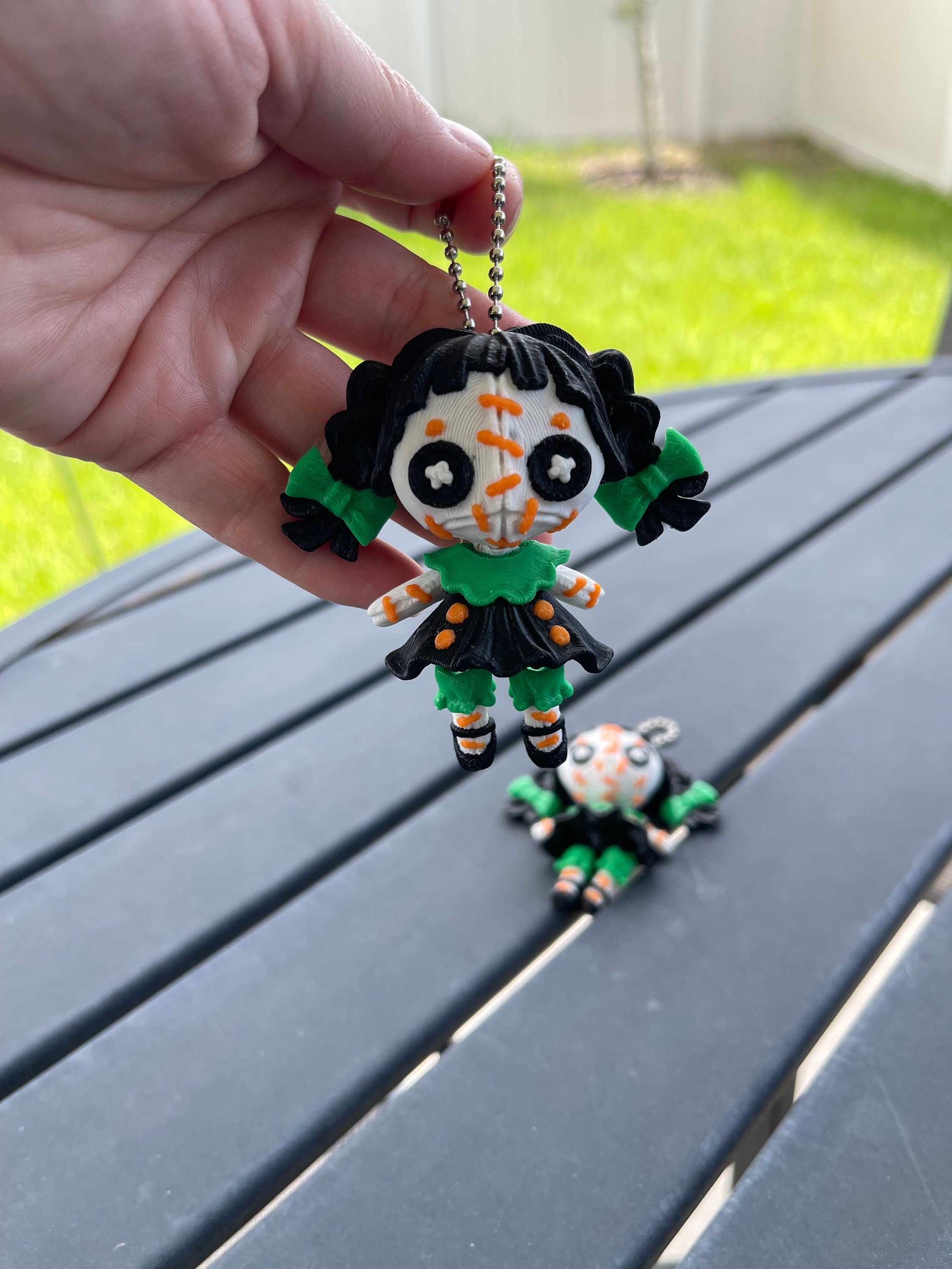 Creepy Doll Articulating Keychain 3D Printed Voodoo Doll Horror Goth Fidget Creepy Cute-Create Fantasy Crafts
