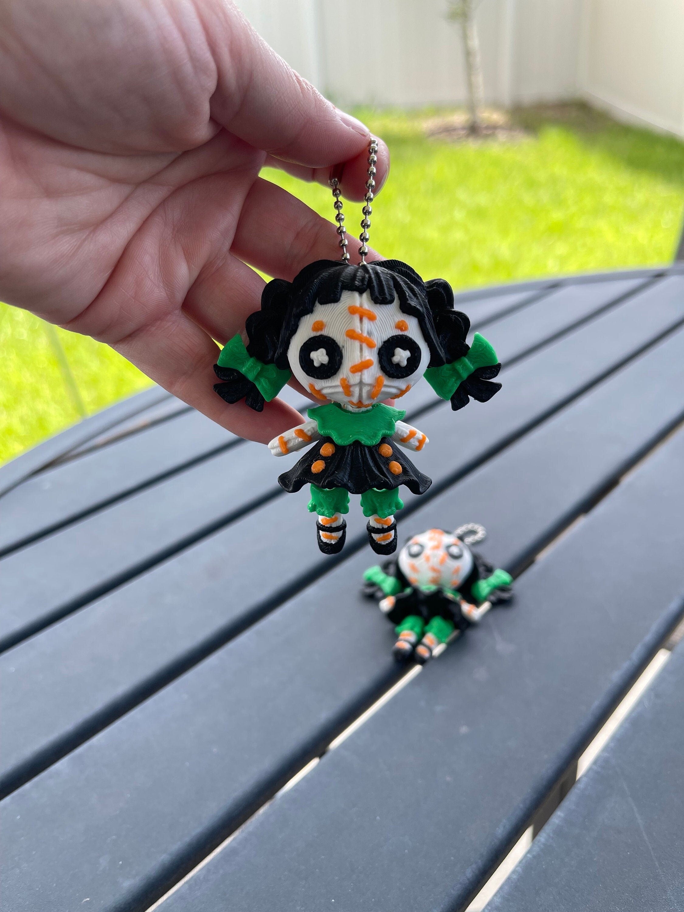 Creepy Doll Articulating Keychain 3D Printed Voodoo Doll Horror Goth Fidget Creepy Cute-Create Fantasy Crafts