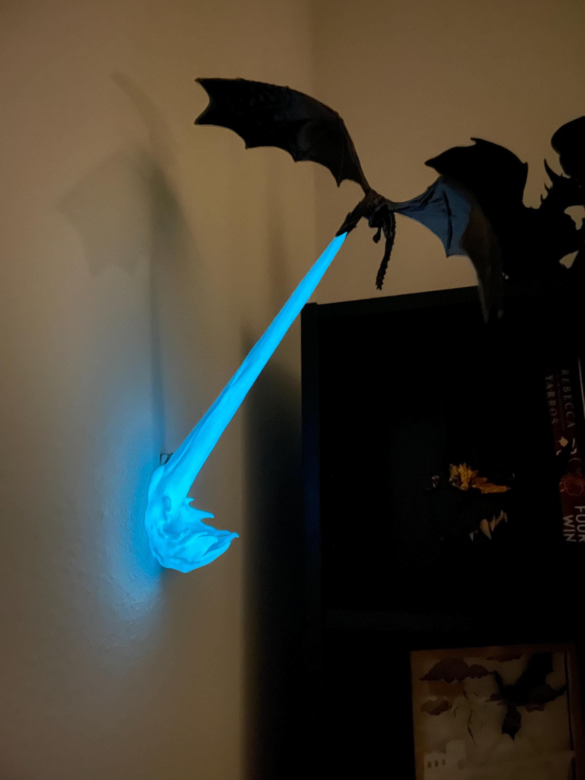 Fire Breathing Dragon Wyvern Book Nook - Glow in Dark Flame-Create Fantasy Crafts