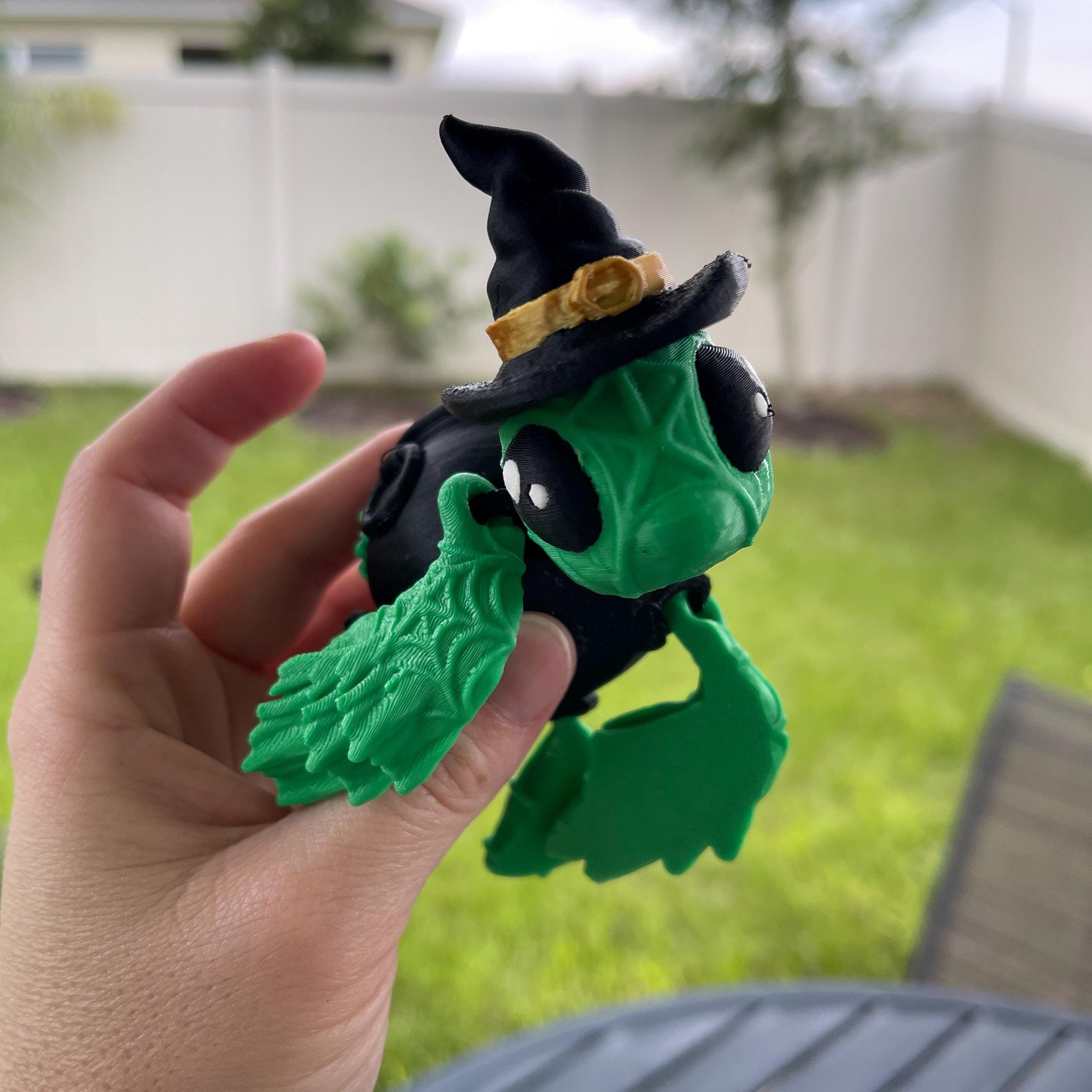 Witch Turtle 3D Printed Articulating Customizable Choose Color-Create Fantasy Crafts