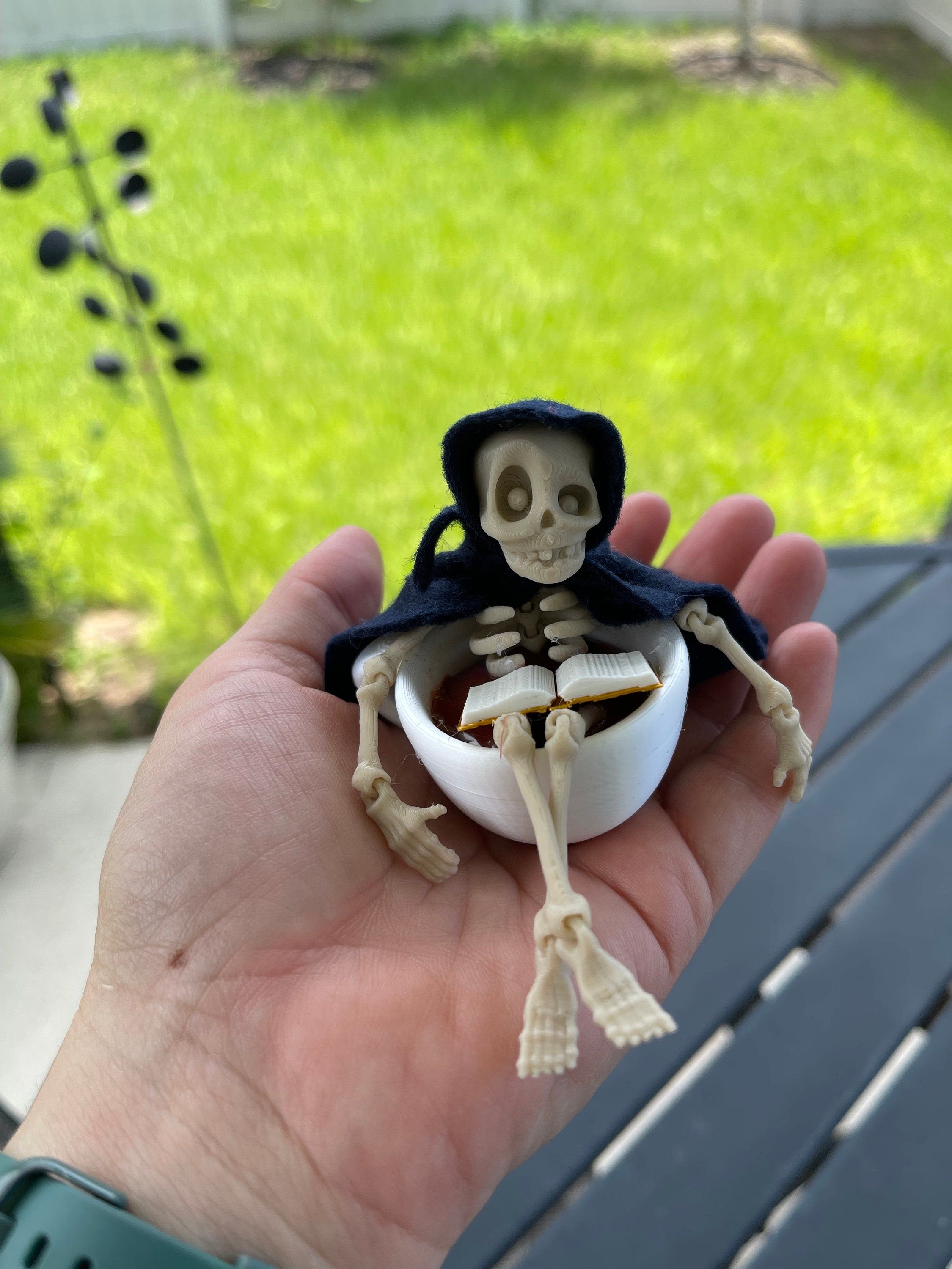 Reaper in a Cup- 3D Printed and Crafted Bookshelf Decor Bookish Merch-Create Fantasy Crafts