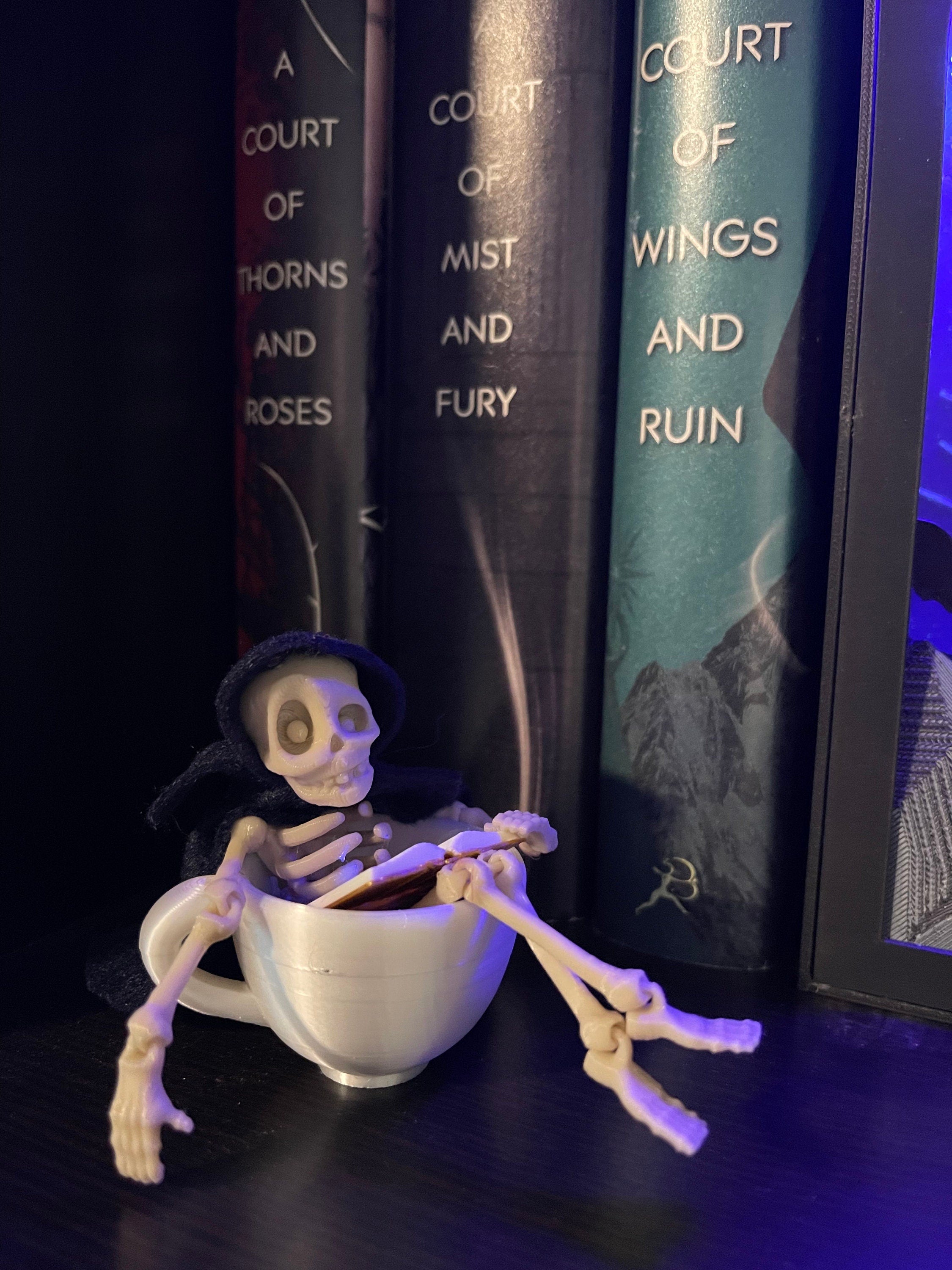 Reaper in a Cup- 3D Printed and Crafted Bookshelf Decor Bookish Merch-Create Fantasy Crafts