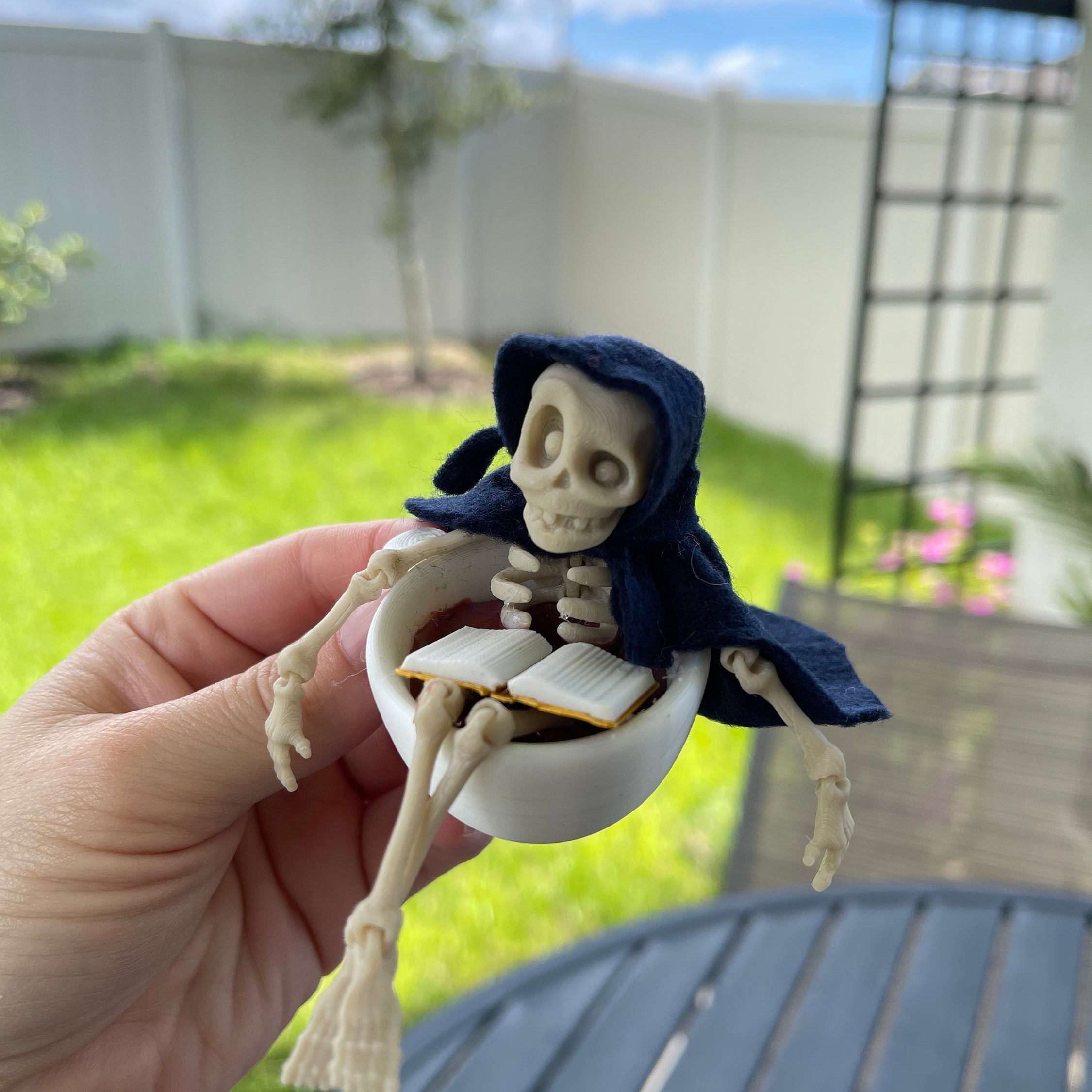 Reaper in a Cup- 3D Printed and Crafted Bookshelf Decor Bookish Merch-Create Fantasy Crafts